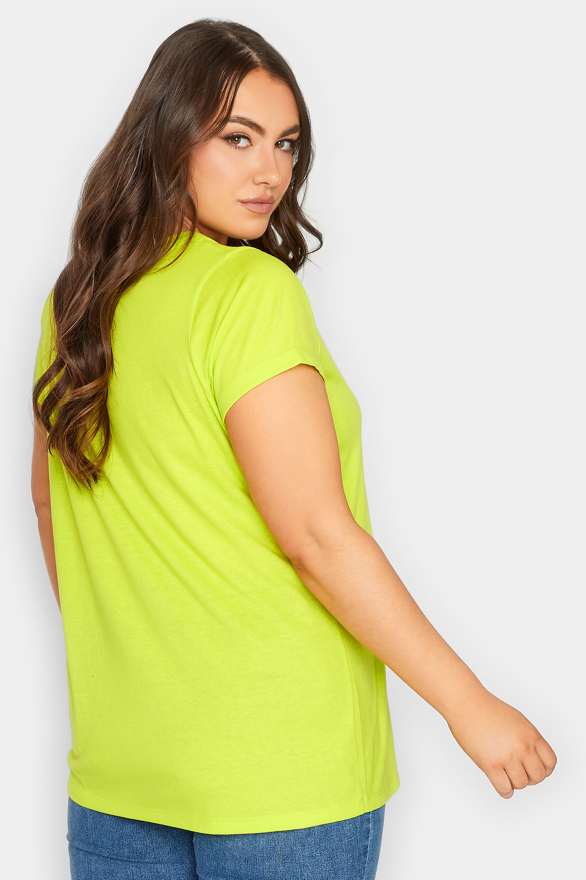 YOURS Curve Plus Size Lime Green Essential T-Shirt | Yours Clothing  3