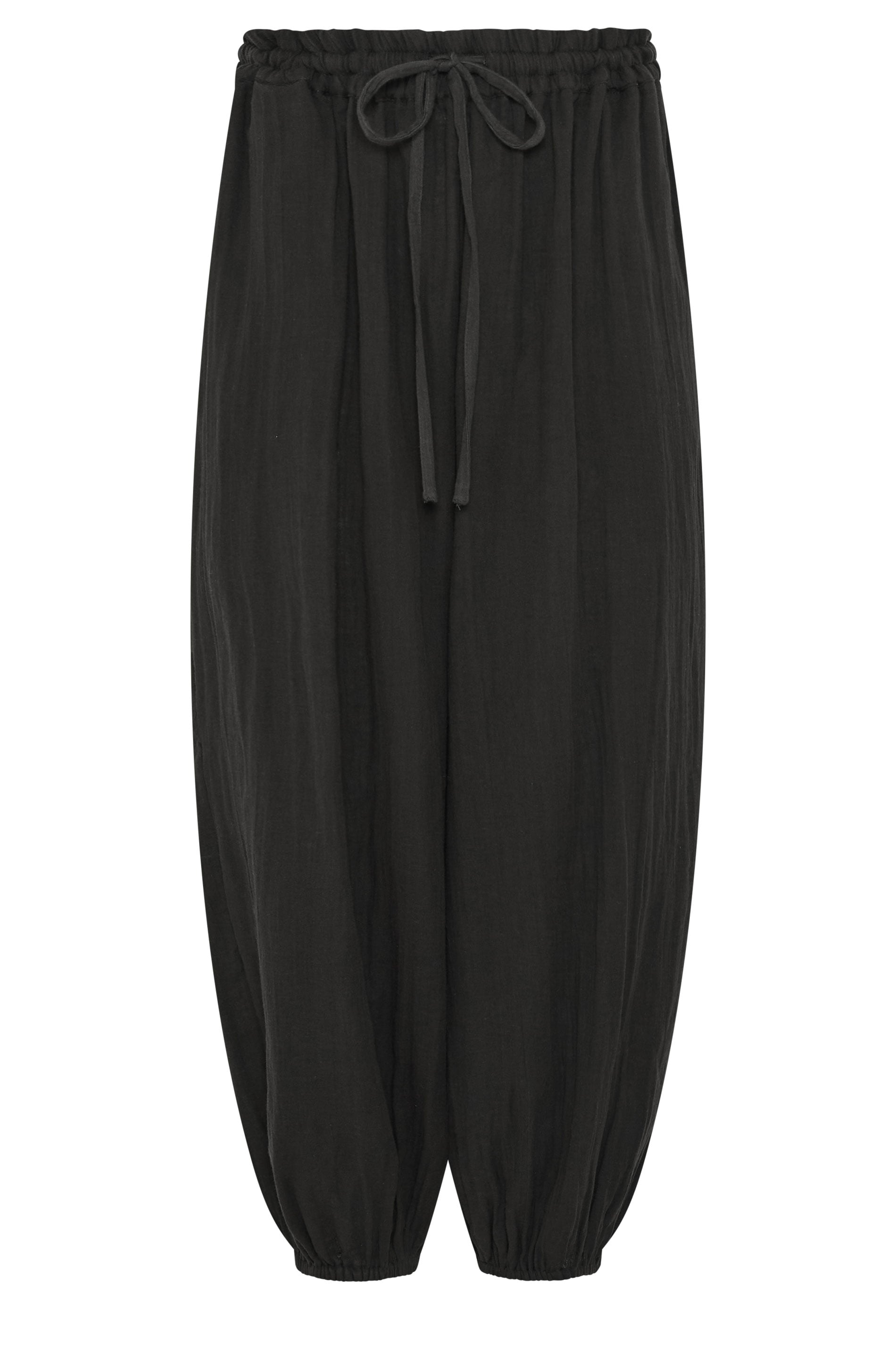 PixieGirl Petite Women's Black Cheesecloth Cotton Balloon Trousers | PixieGirl 5