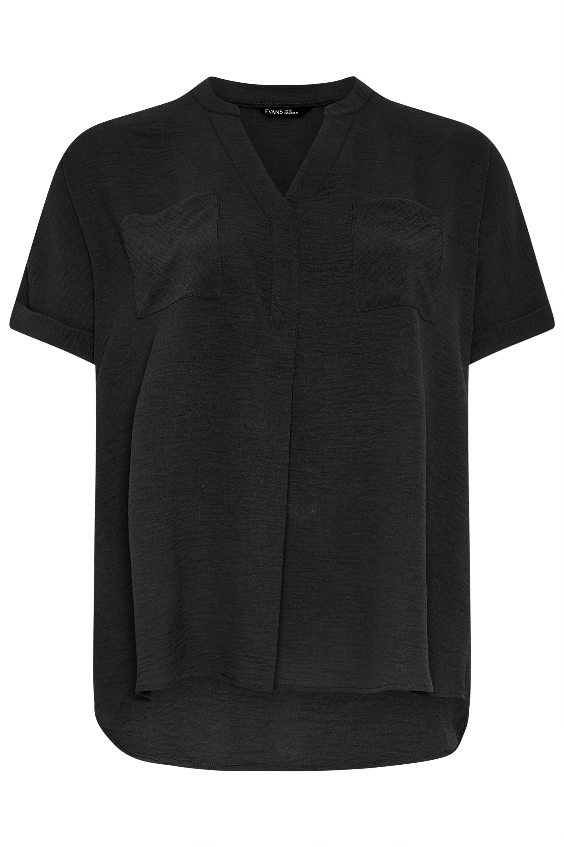 EVANS Plus Size Black Short Sleeve Utility Blouse | Evans  7