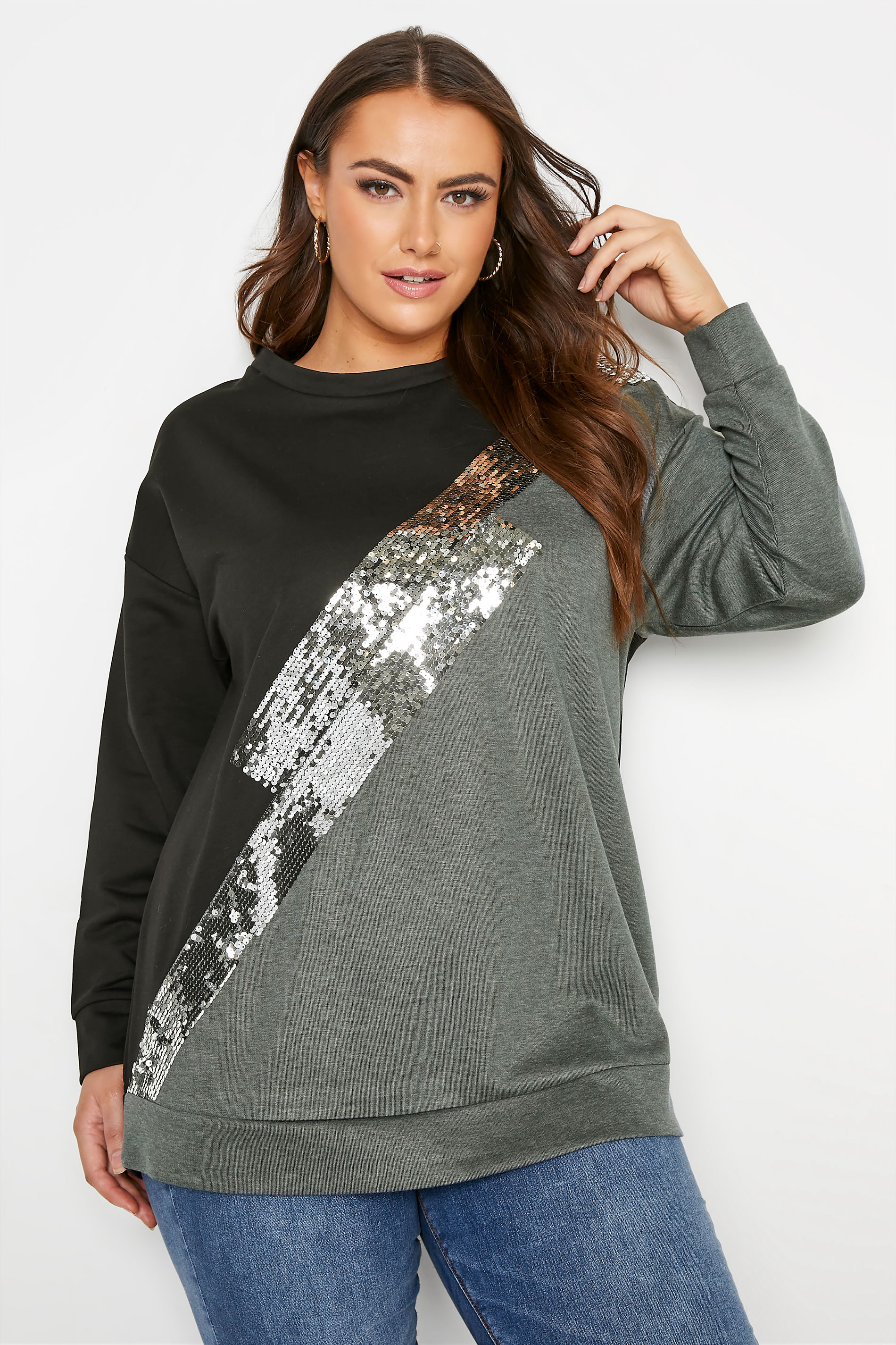 Black & Grey Sequin Colour Block Sweatshirt_A.jpg