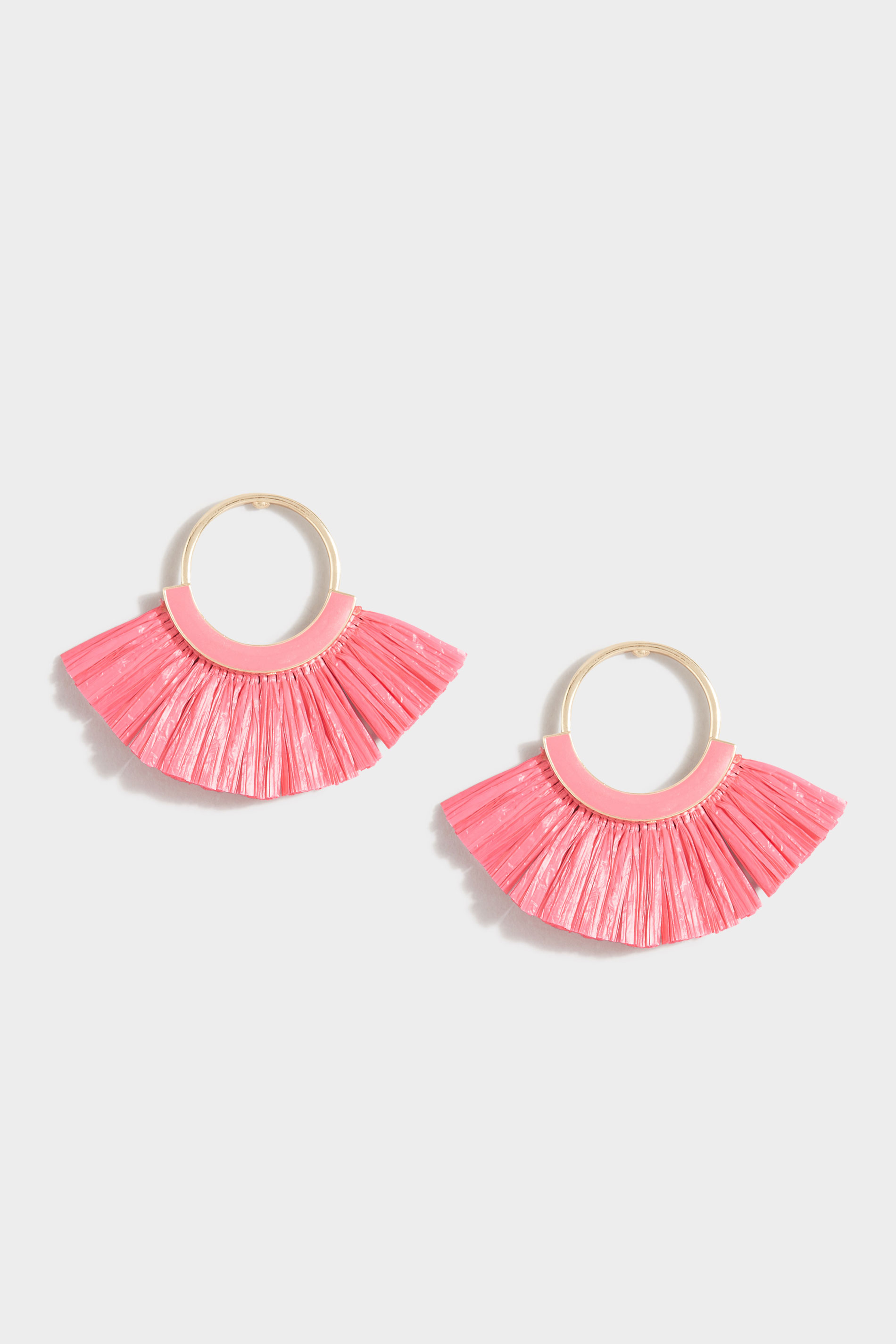Pink Raffia Enamel Fan Earrings_A.jpg