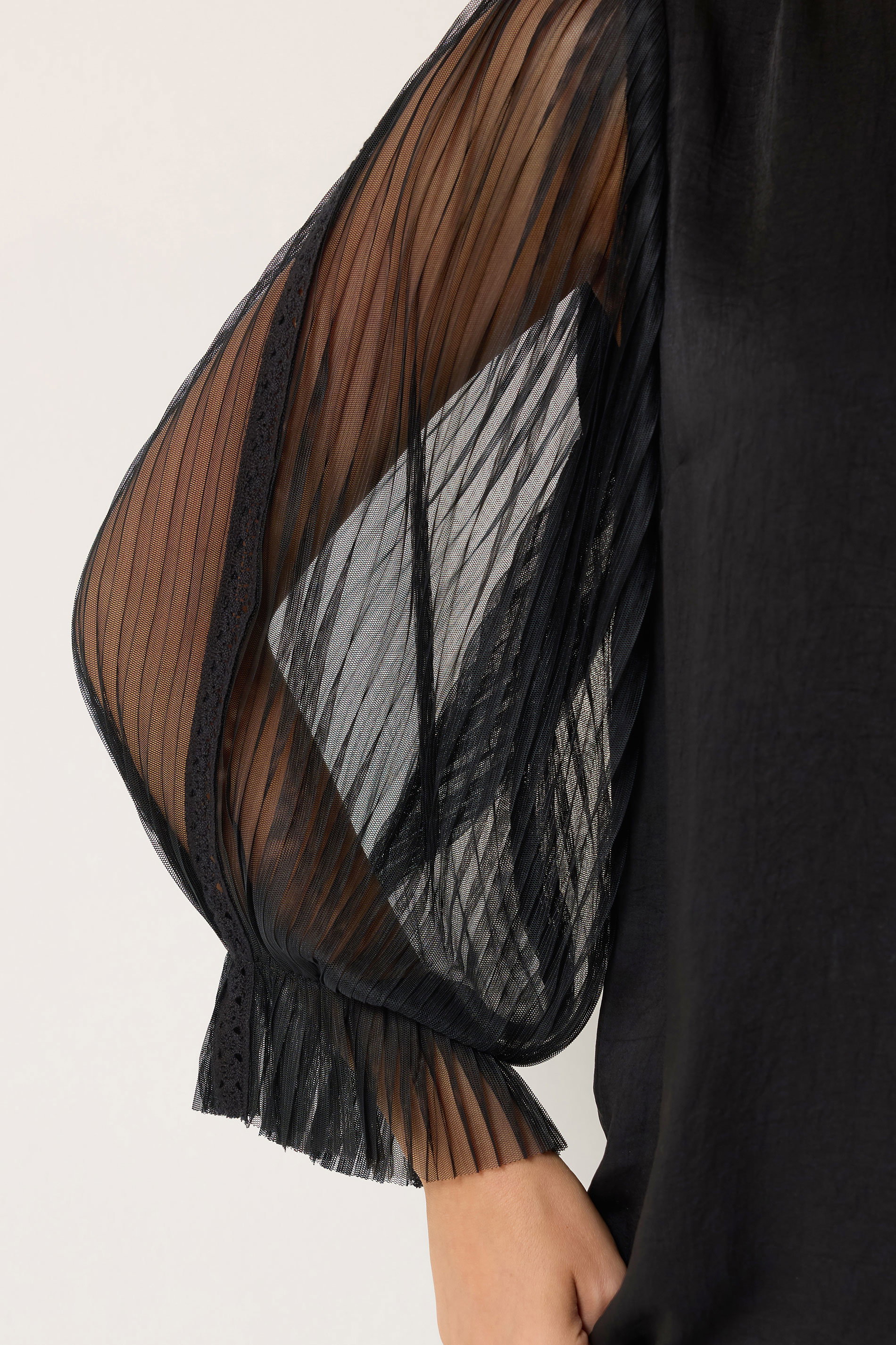 M&Co Black Pleated Sleeve Blouse | M&Co 4