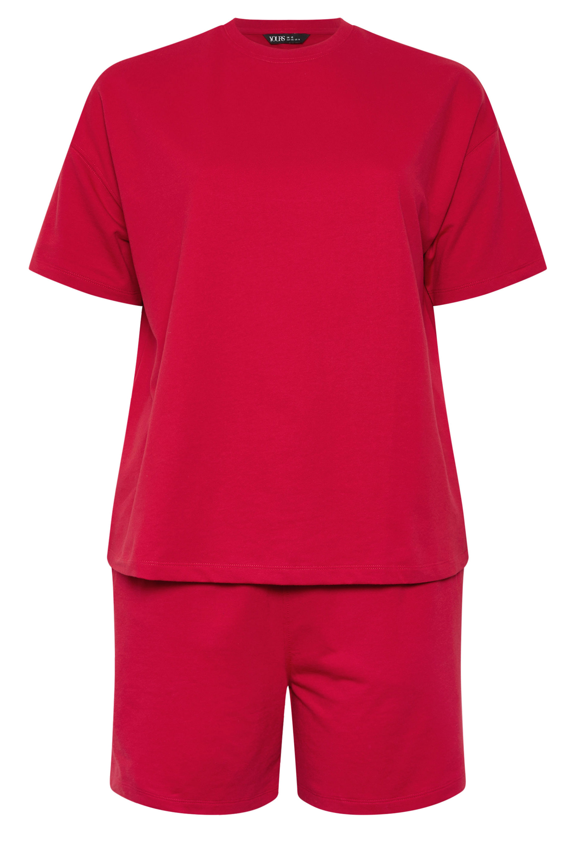 YOURS Plus Size Red T-Shirt & Short Sweat Set | Yours Clothing 5
