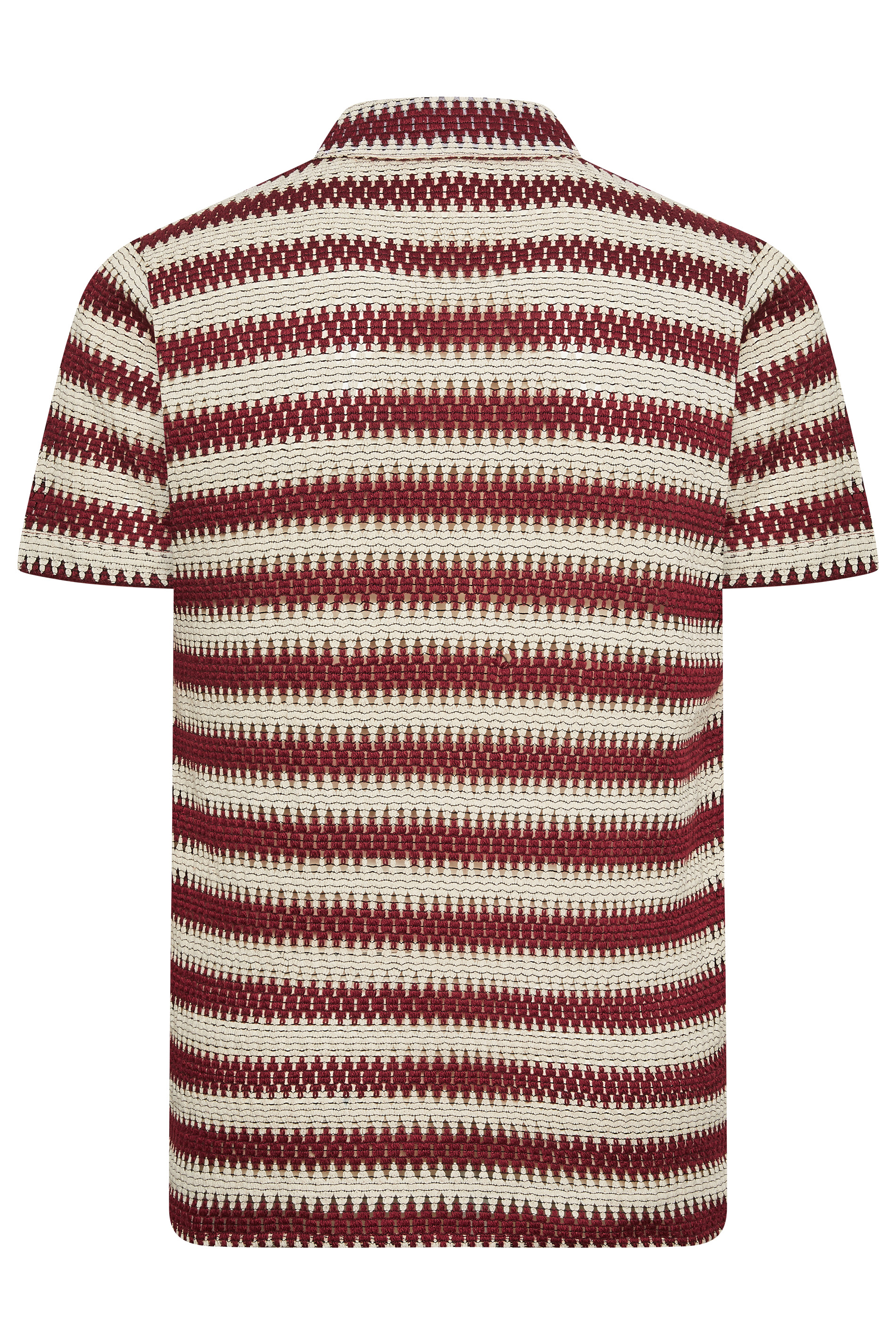 BadRhino Big & Tall  Red Textured Crochet Short Sleeve Shirt | BadRhino 3
