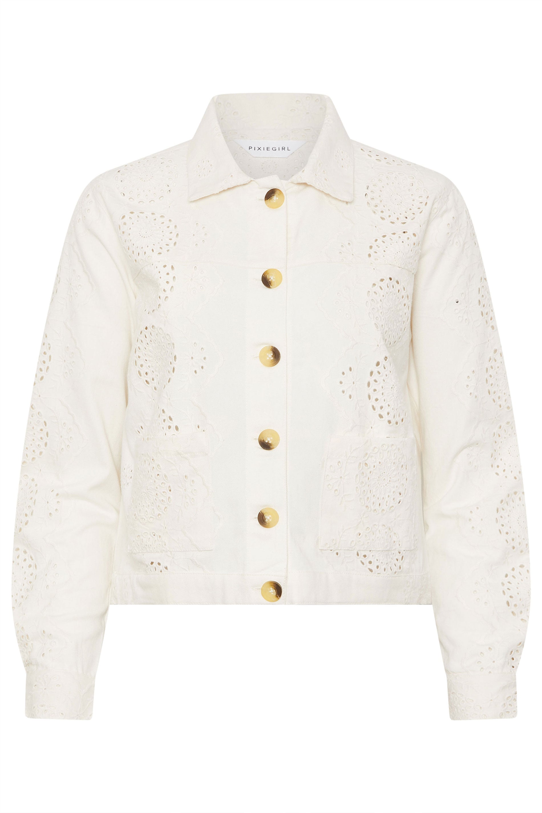 PixieGirl Petite Women's White Embroidered Cotton Jacket | PixieGirl 6