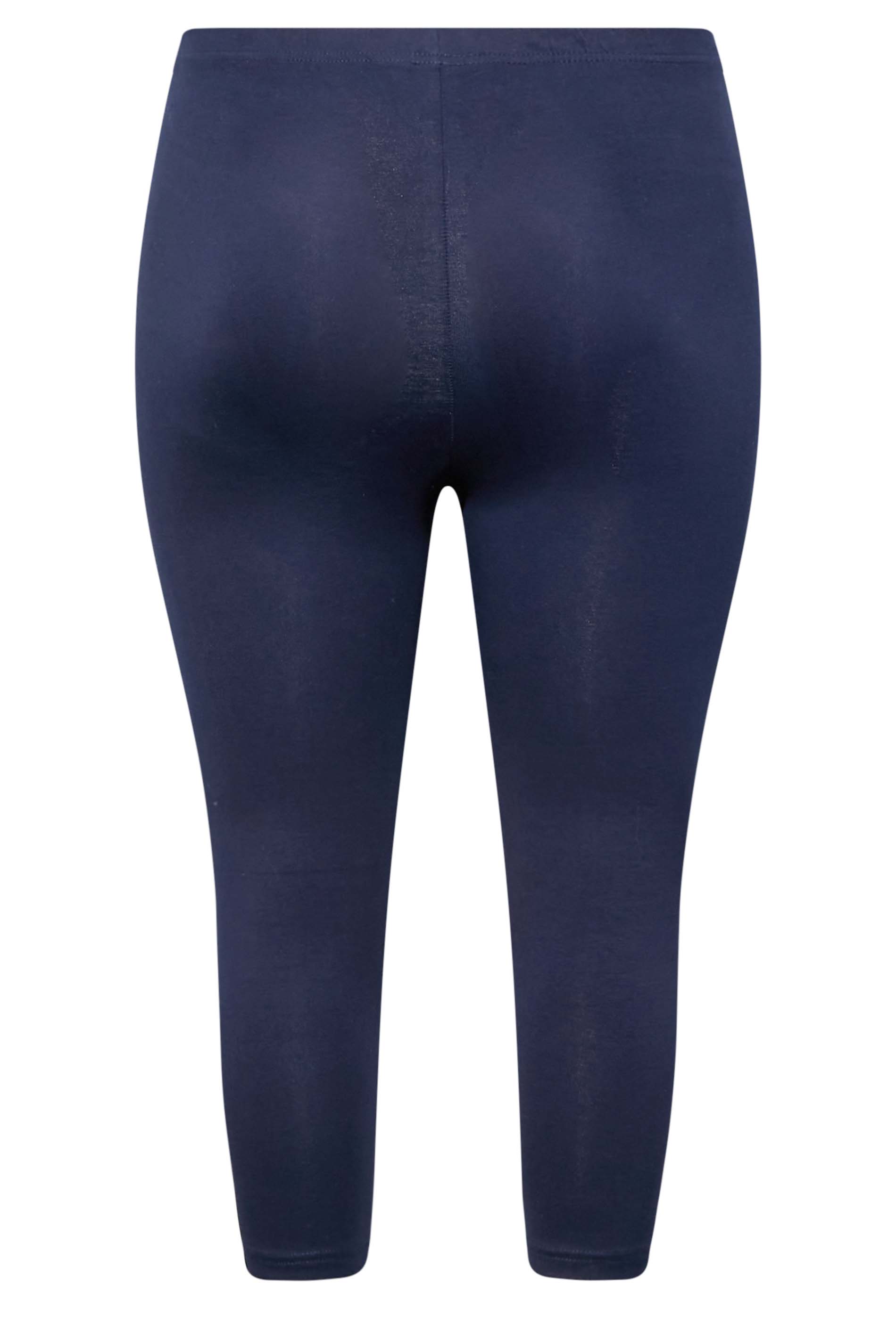 Plus Size YOURS FOR GOOD Navy Blue Cotton Stretch Cropped Leggings