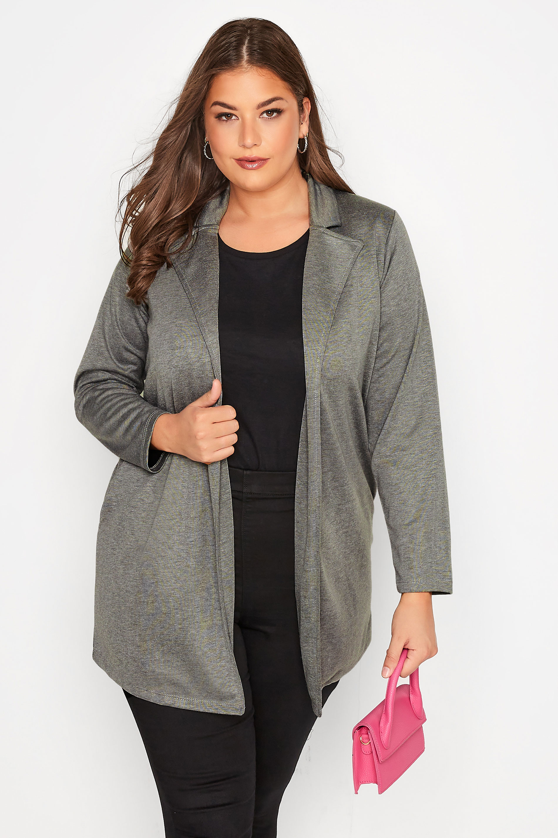 Plus Size Grey Longline Blazer | Yours Clothing 1