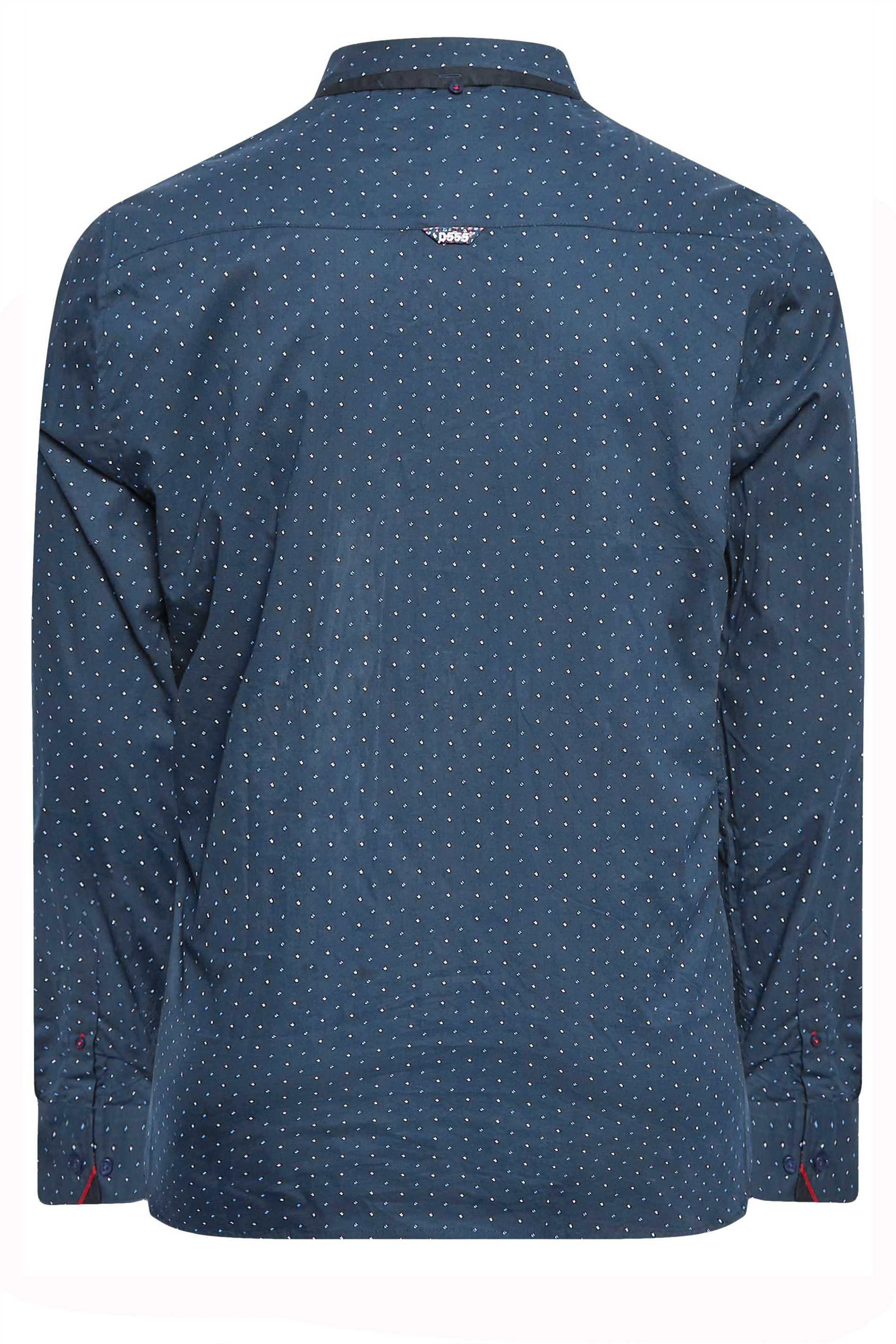 D555 Big & Tall Dark Blue Dot Print Shirt | BadRhino  2