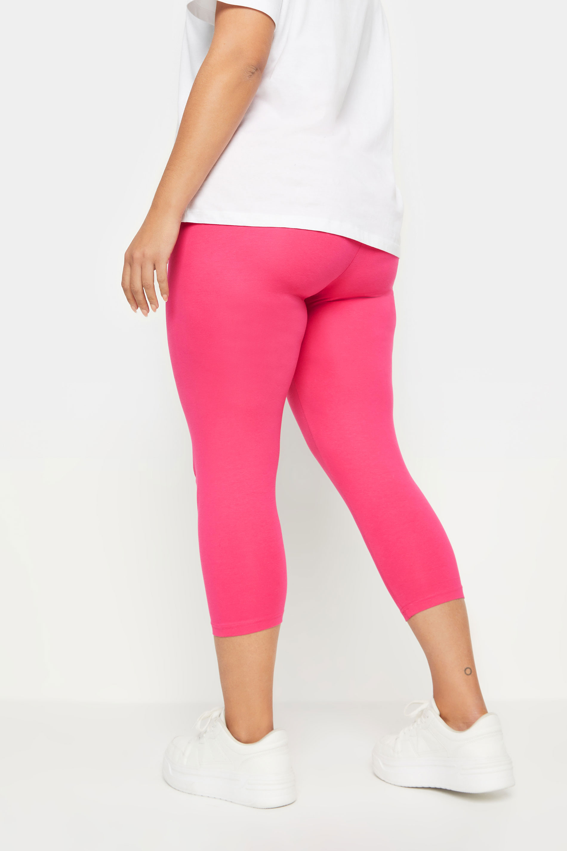 YOURS Plus Size Pink Cropped Leggings | Yours Clothing 3