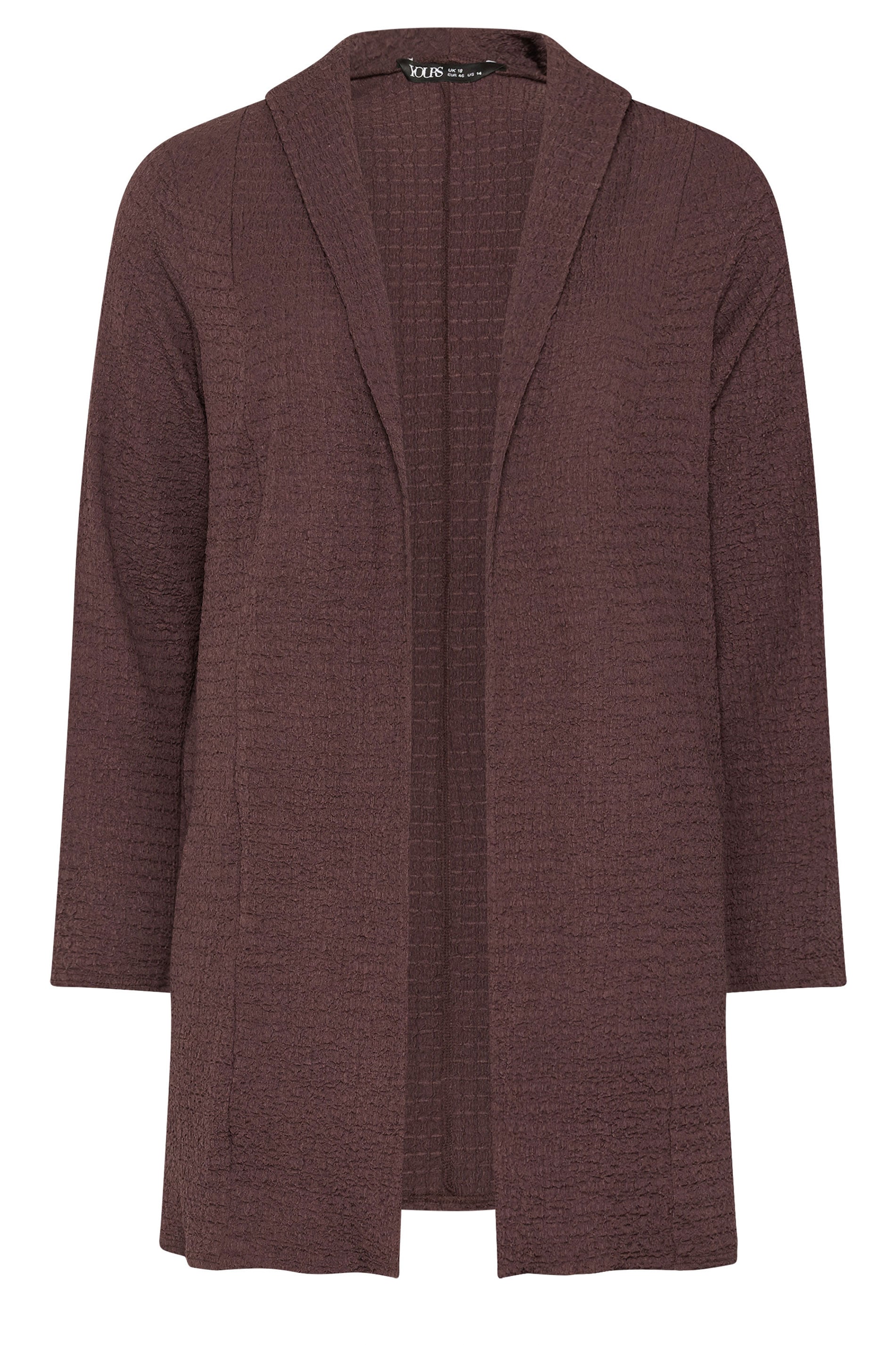 YOURS Plus Size Chocolate Brown Bubble Textured Blazer | Yours Clothing 5