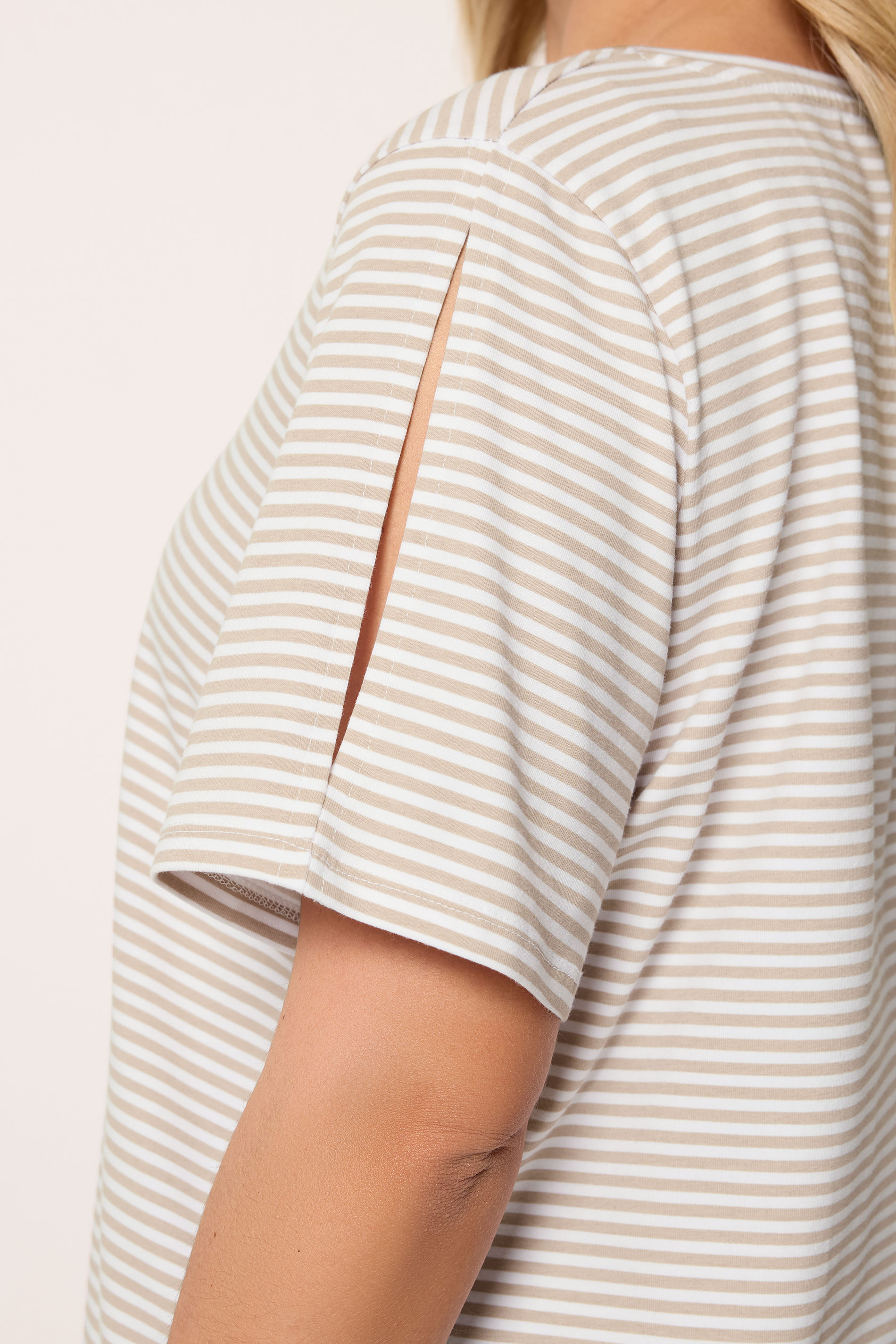 YOURS Plus Size Natural Brown Stripe Swing T-Shirt | Yours Clothing 5