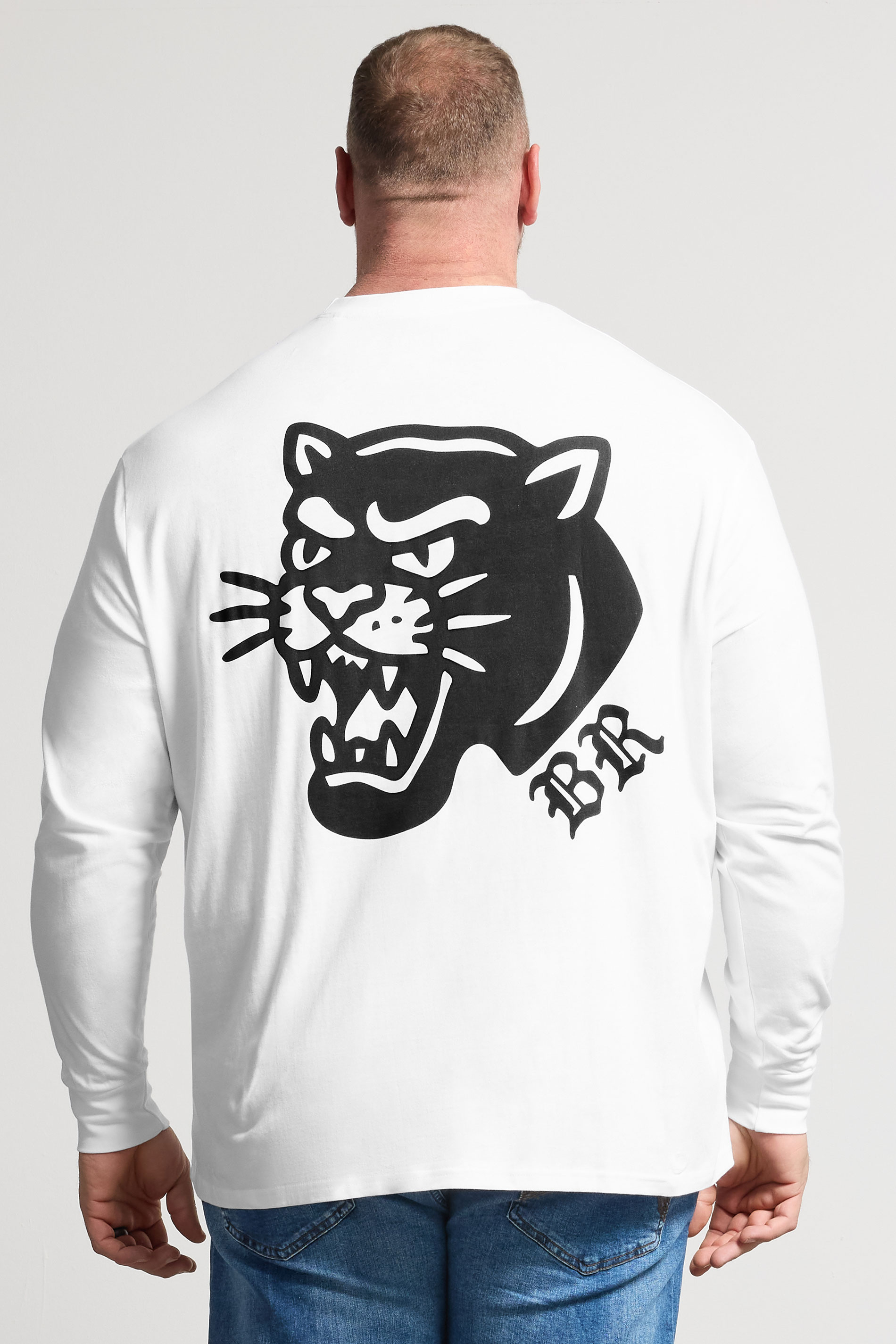 BadRhino Big & Tall White Panther Long Sleeve Graphic T-Shirt | BadRhino 4