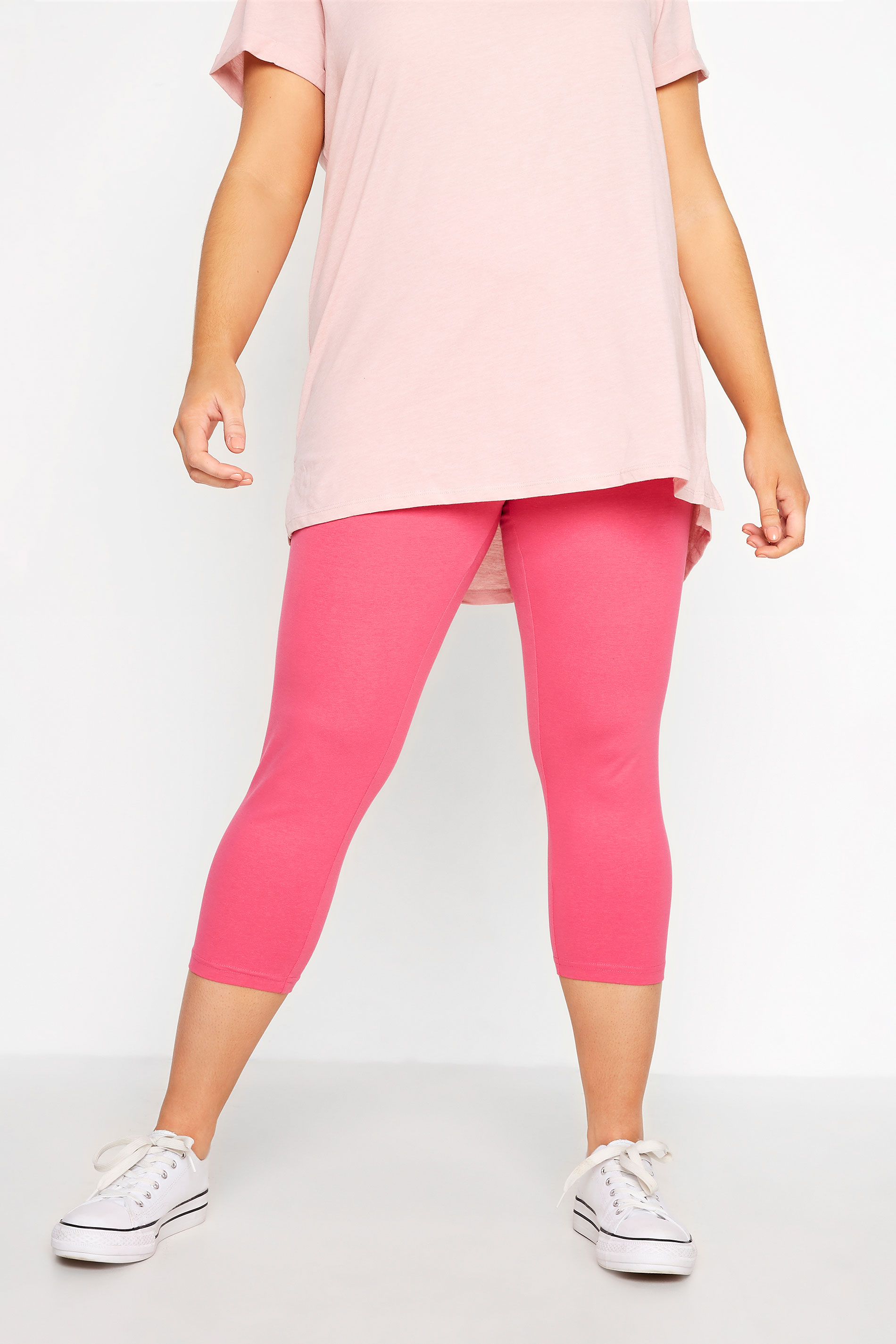 YOURS FOR GOOD Plus Size Bright Pink Cropped Leggings | Yours Clothing 1
