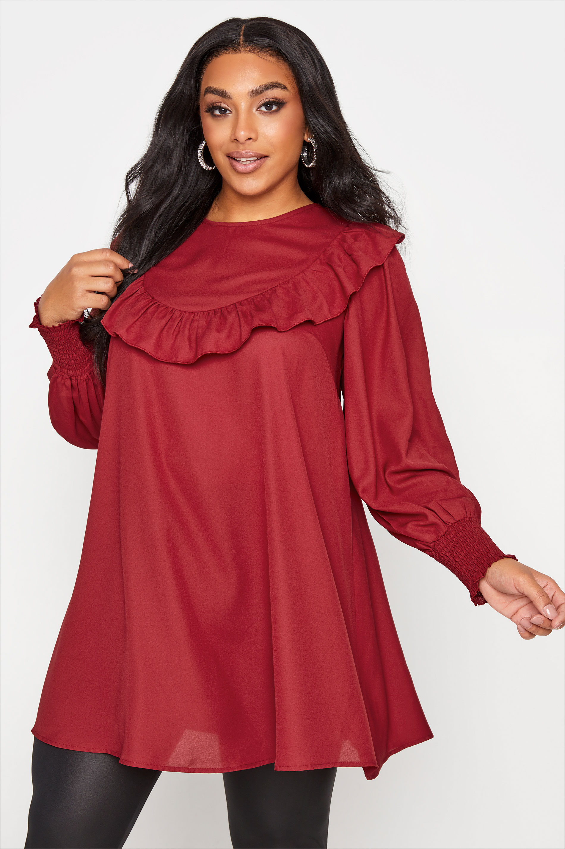 LIMITED COLLECTION Red Frill Neck Blouse_A.jpg