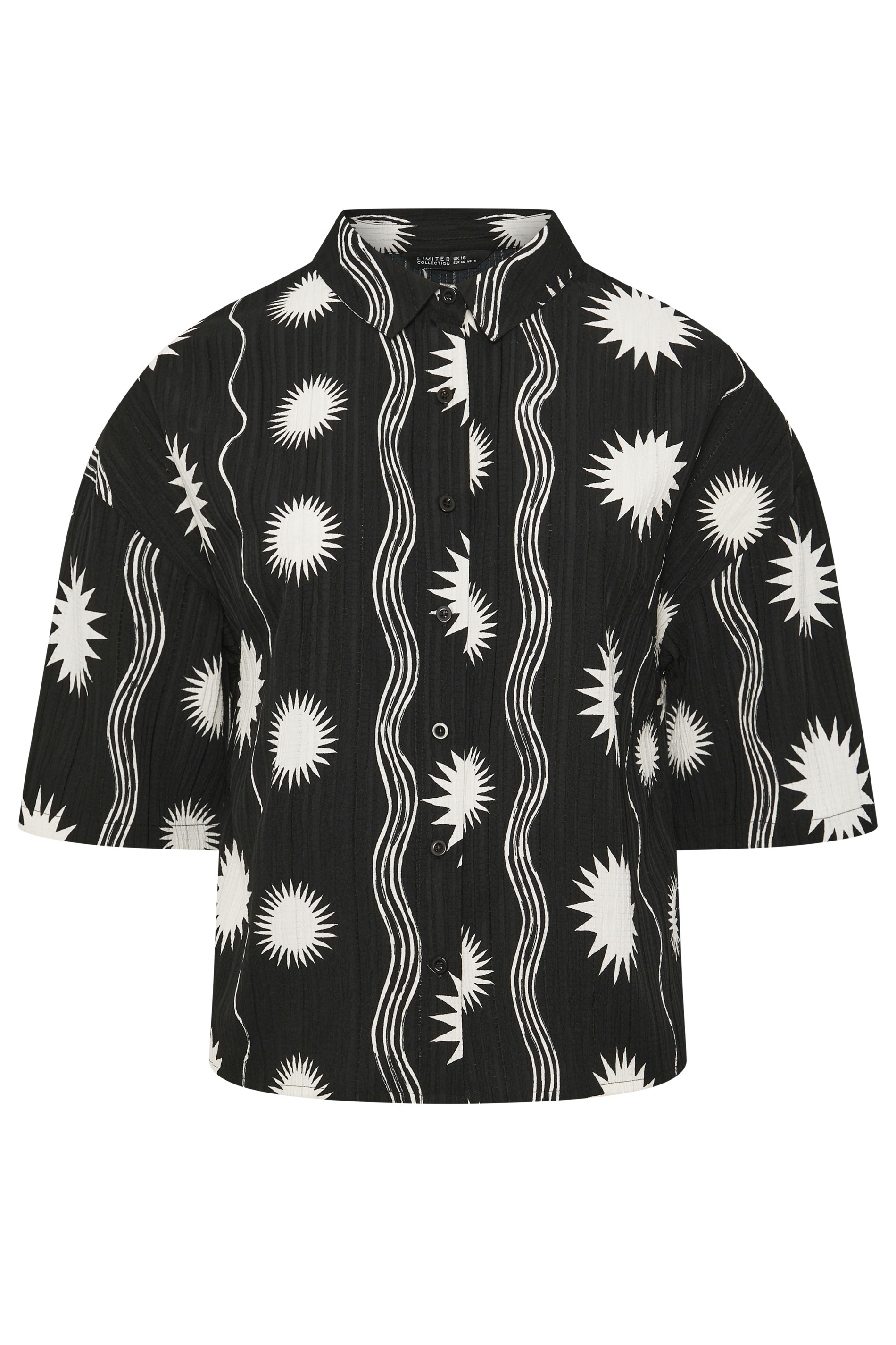 LIMITED COLLECTION Plus Size Black Sun Crinkle Shirt | Yours Clothing 5