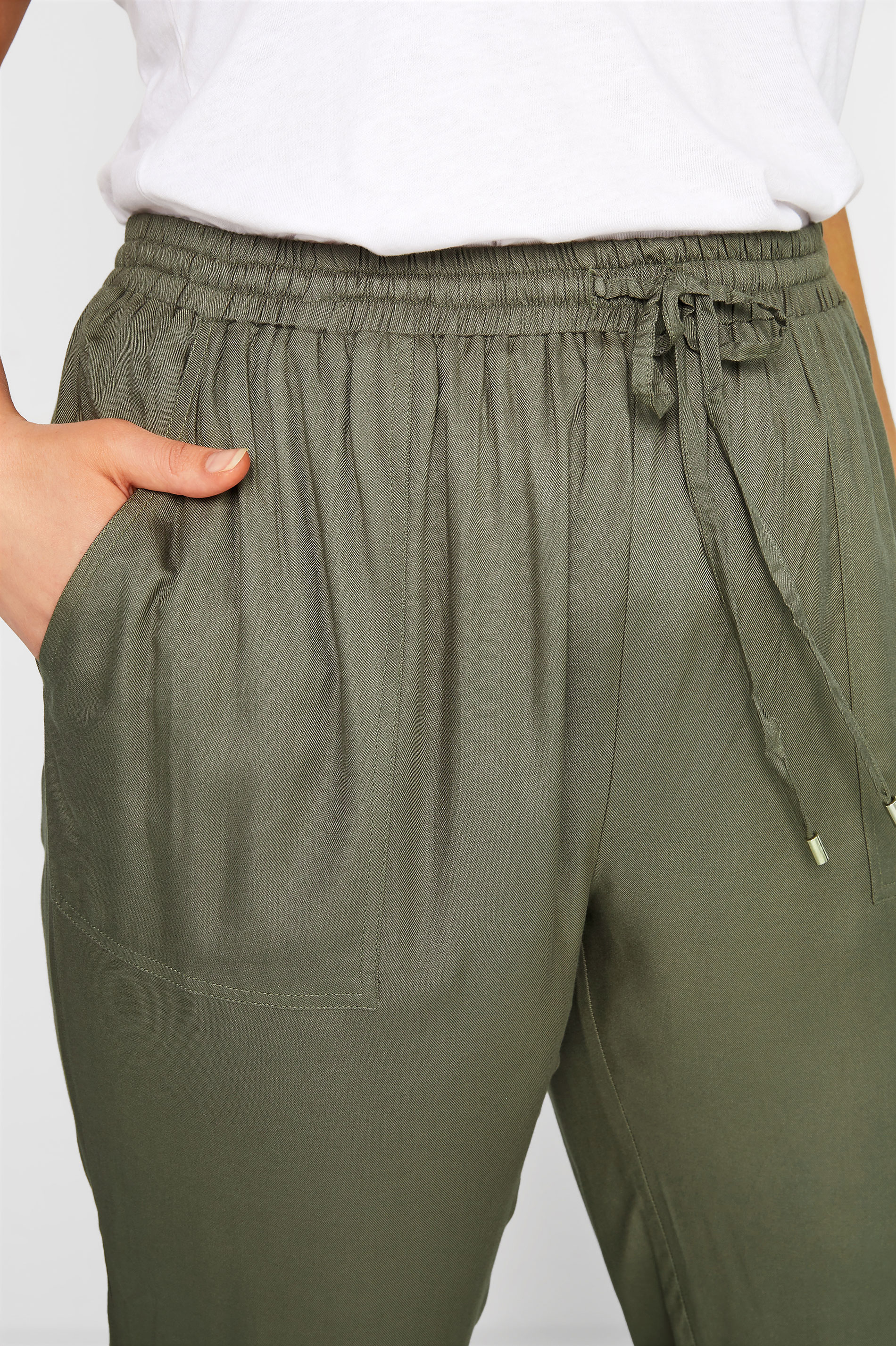 Plus Size Khaki Green Cuffed Joggers | Yours Clothing 3