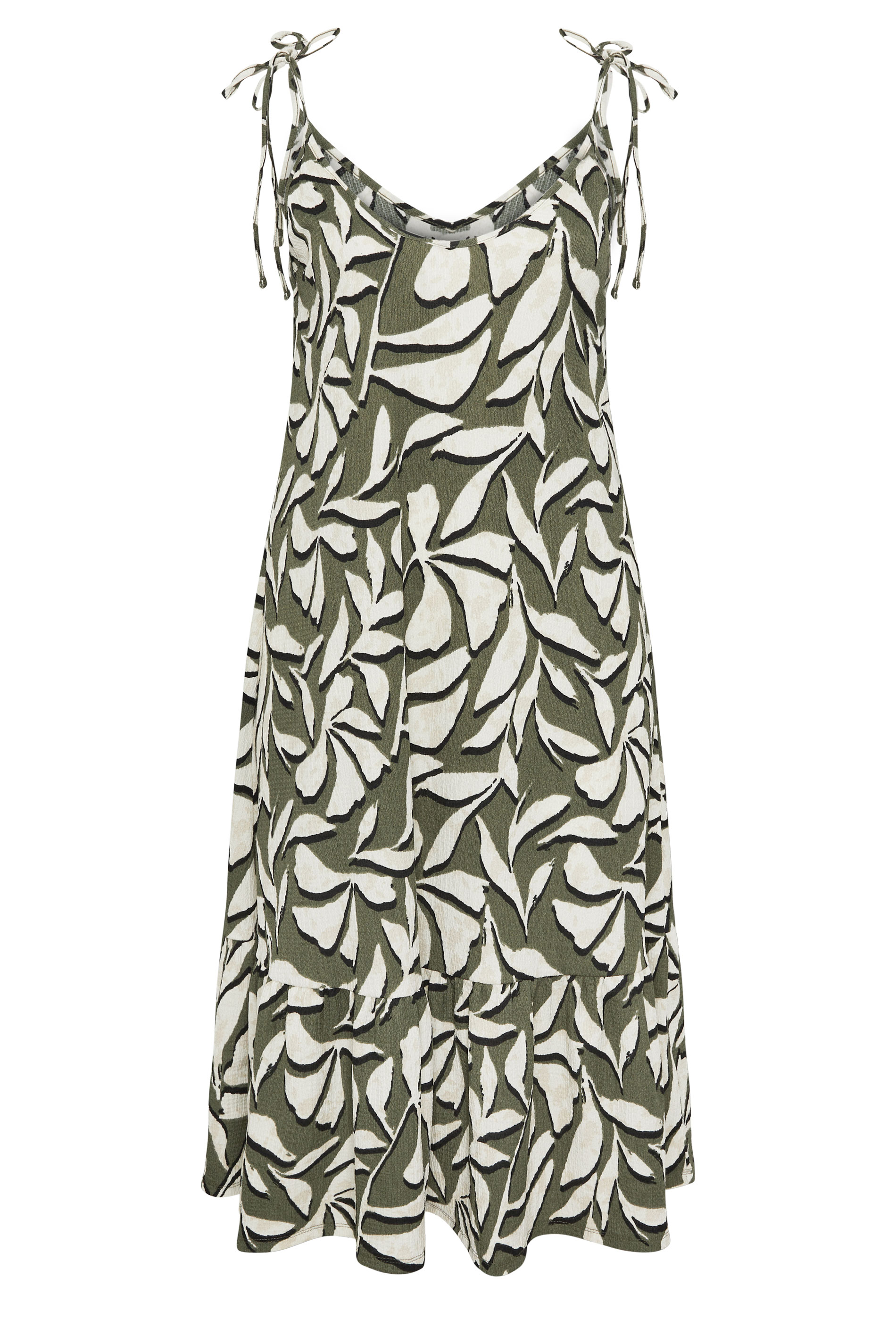 YOURS Plus Size Green Leaf Tiered Sundress | Yours Clothing 5