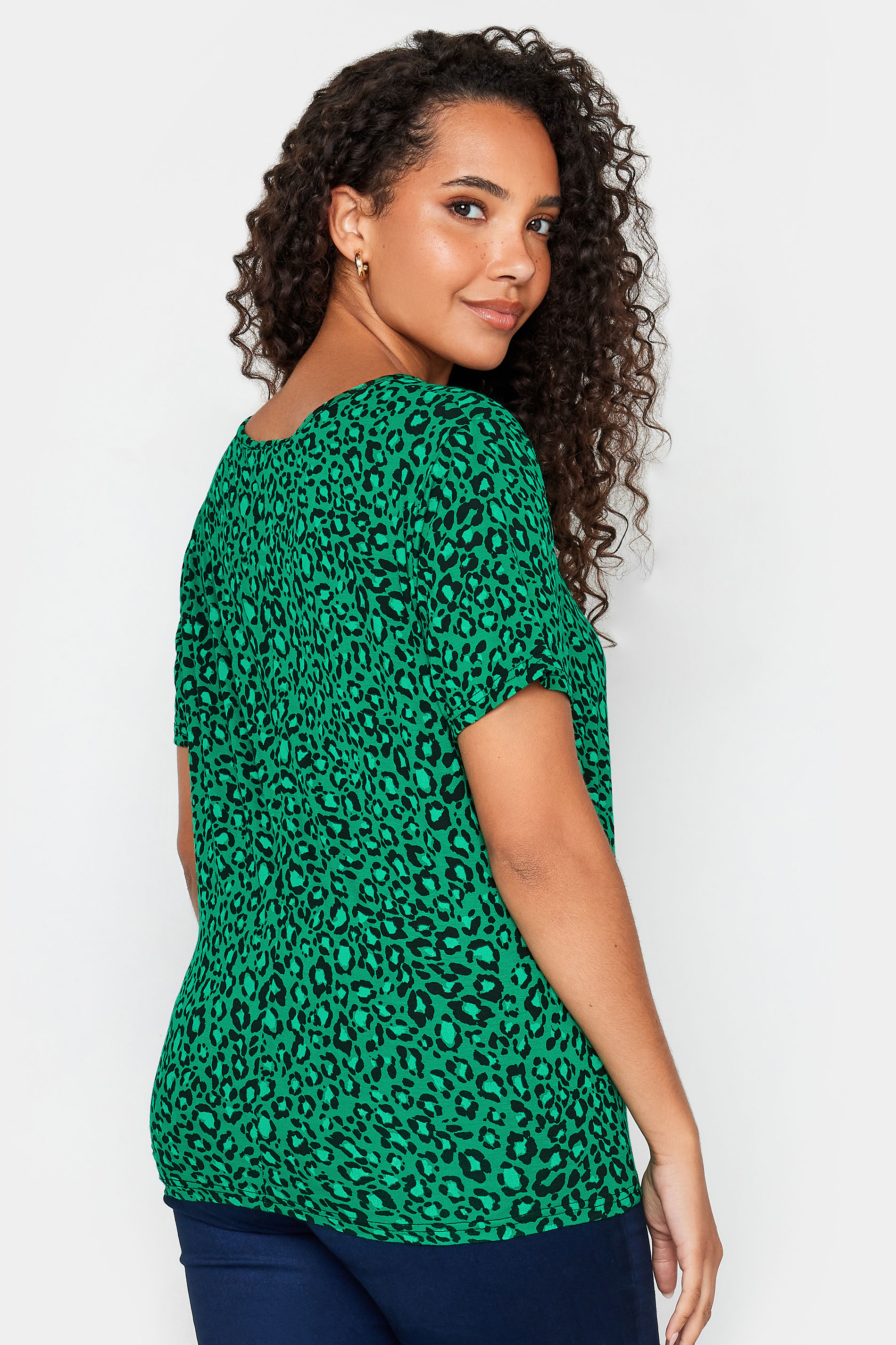 M&Co Green Leopard Print Tie Detail T-Shirt | M&Co  3