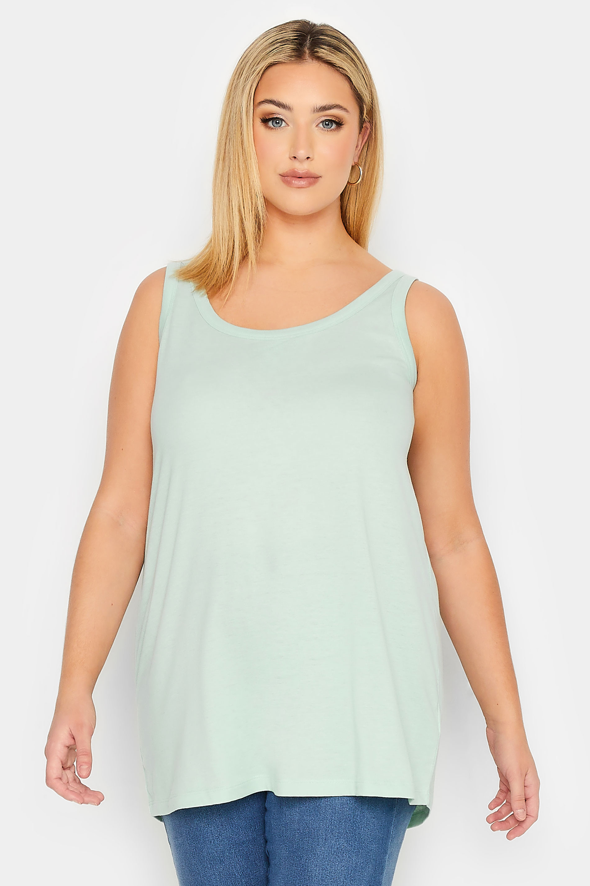 YOURS Curve Plus Size Sage Green Essential Vest Top | Yours Clothing  1