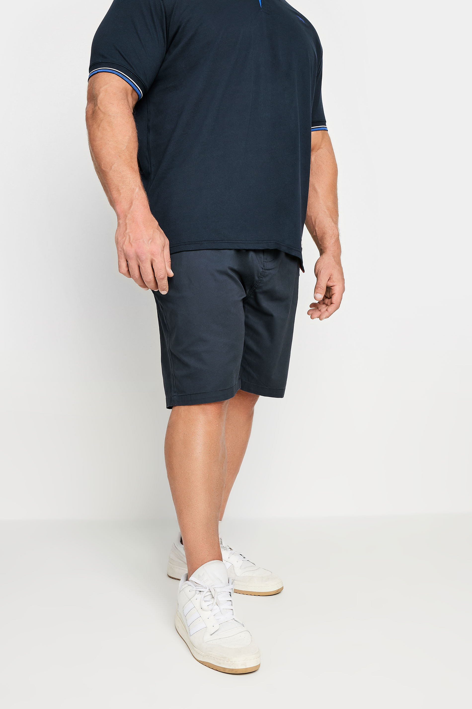 D555 Big & Tall Navy Blue Elasticated Internal Drawcord Waist Shorts | BadRhino 1