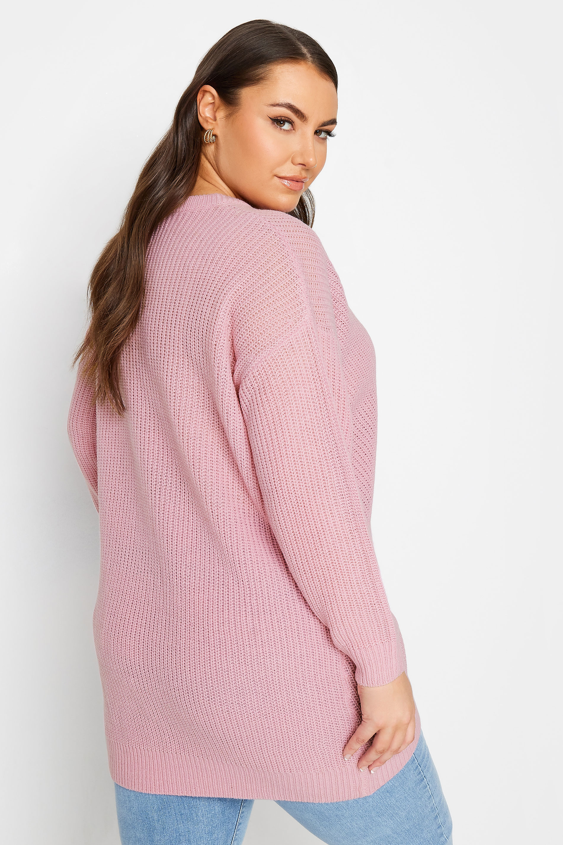 YOURS Plus Size Pink Essential Jumper | Yours Clothing 3