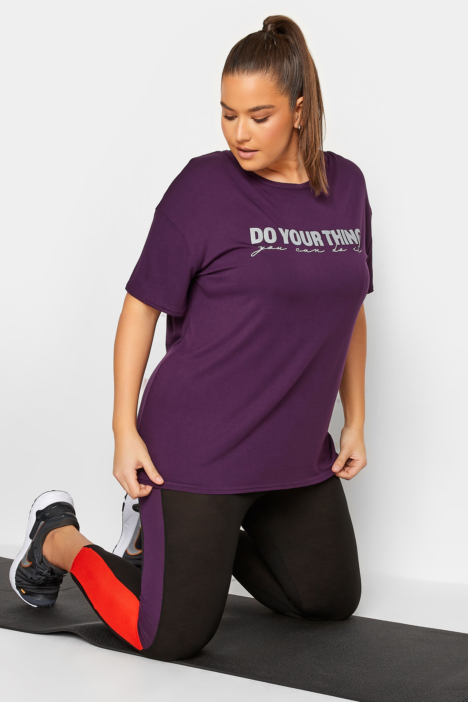 YOURS Plus Size ACTIVE Purple 'Do Your Thing' Slogan Top | Yours Clothing 2