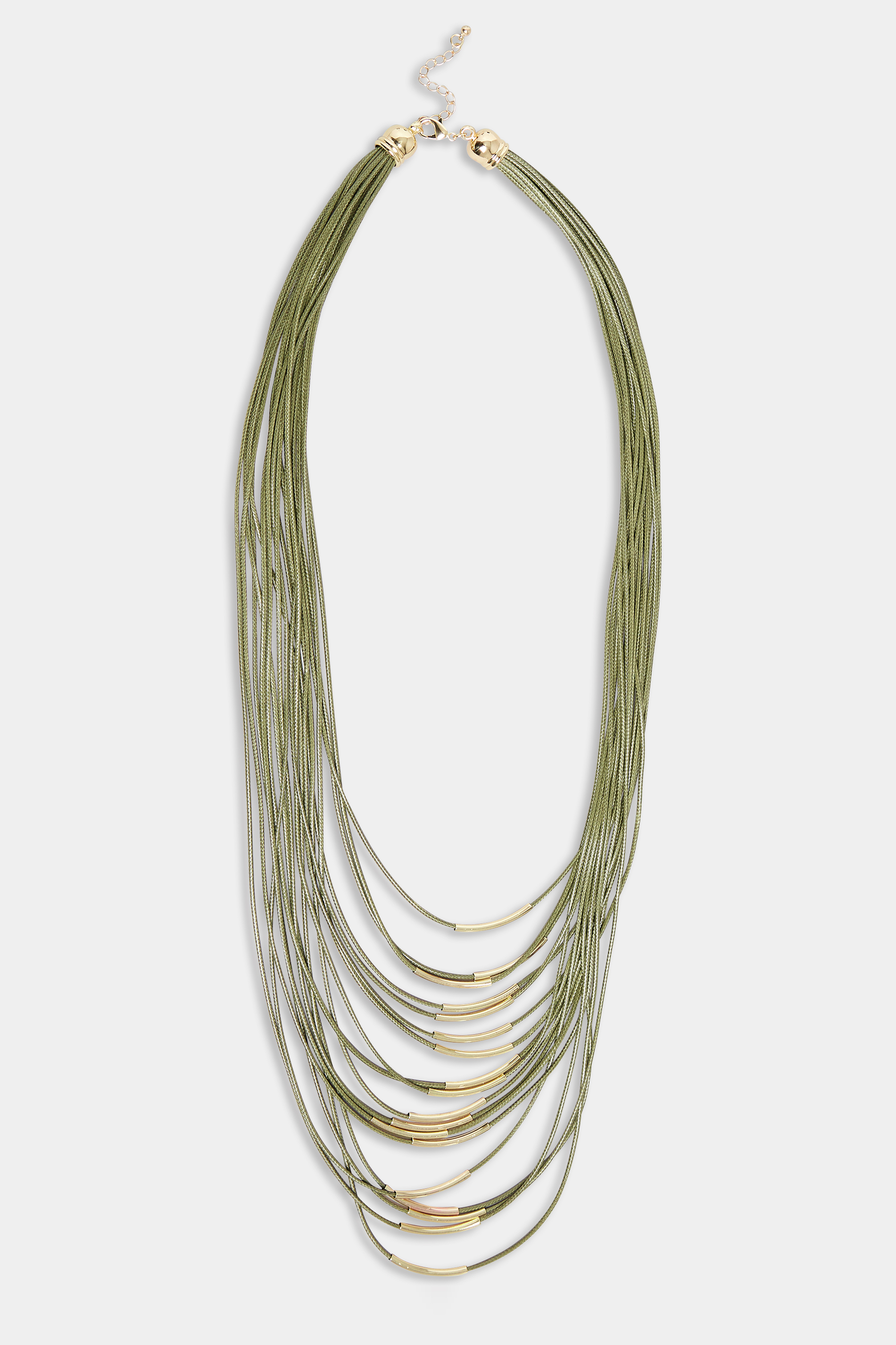 Green Multi Strand Cord Long Necklace | Yours Clothing 2