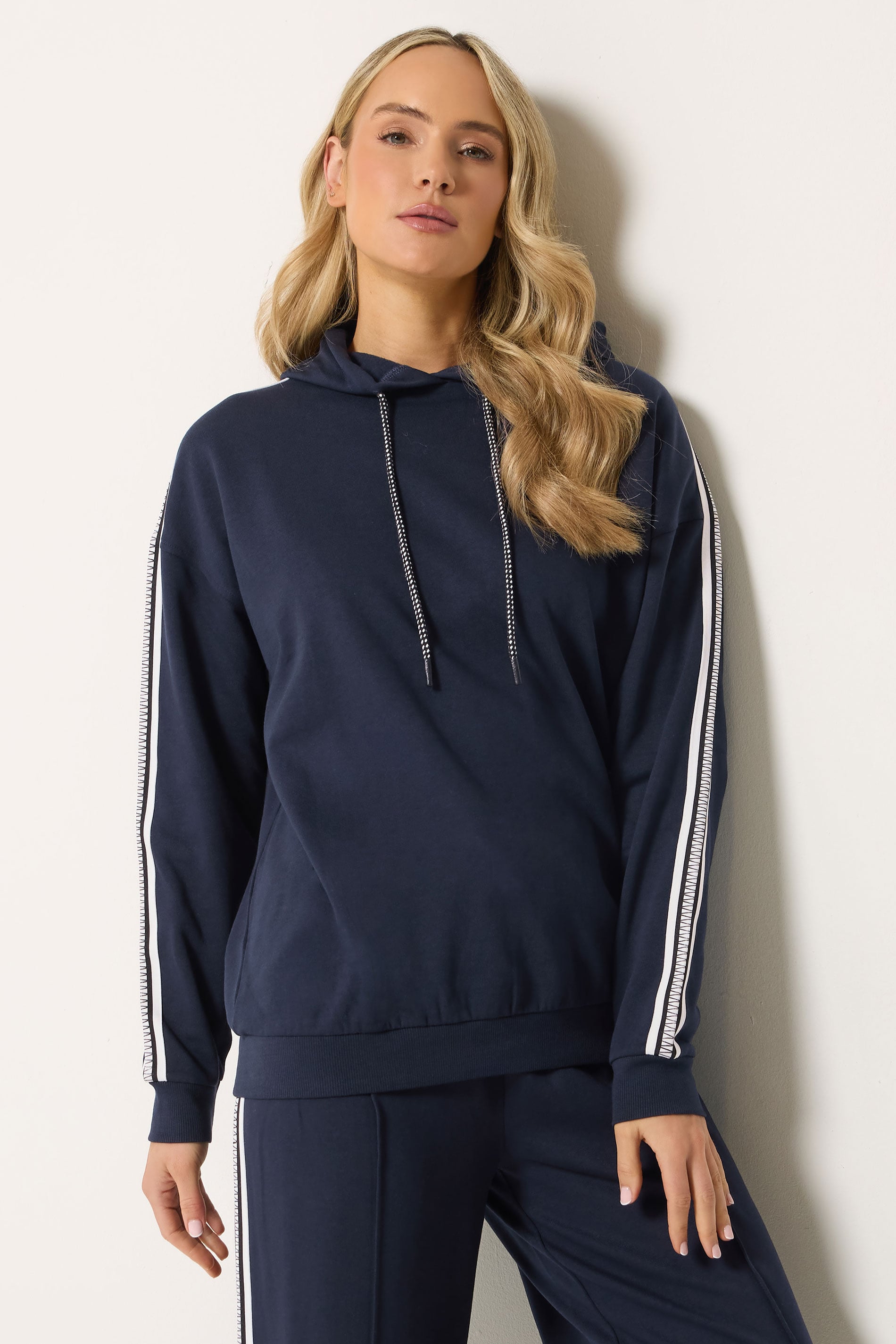 LTS Tall Women's Navy Blue Side Tape Hoodie | Long Tall Sally 3