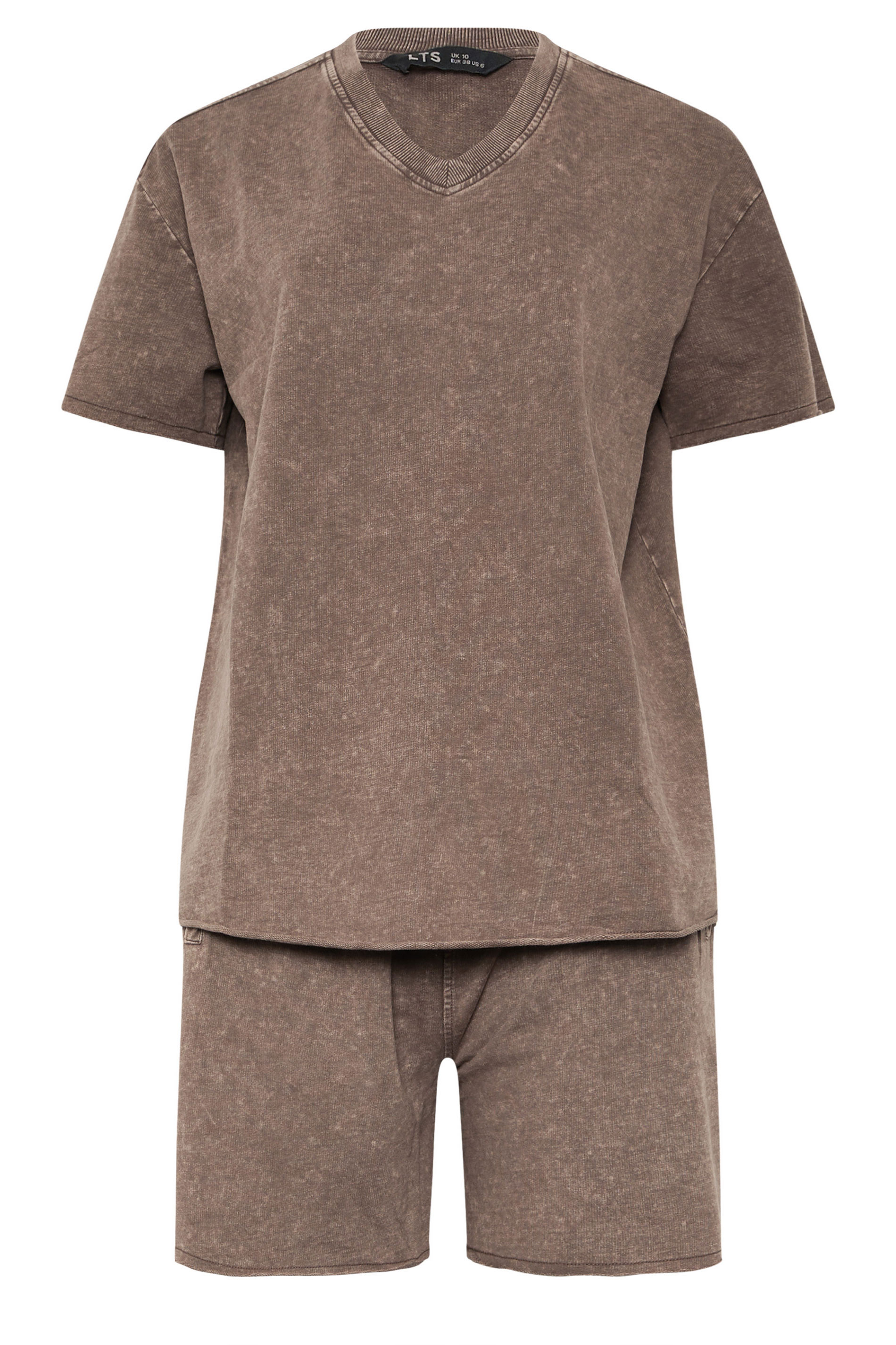 LTS Tall Women's Set Chocolate Brown Acid Wash T-Shirt & Shorts | Long Tall Sally 5