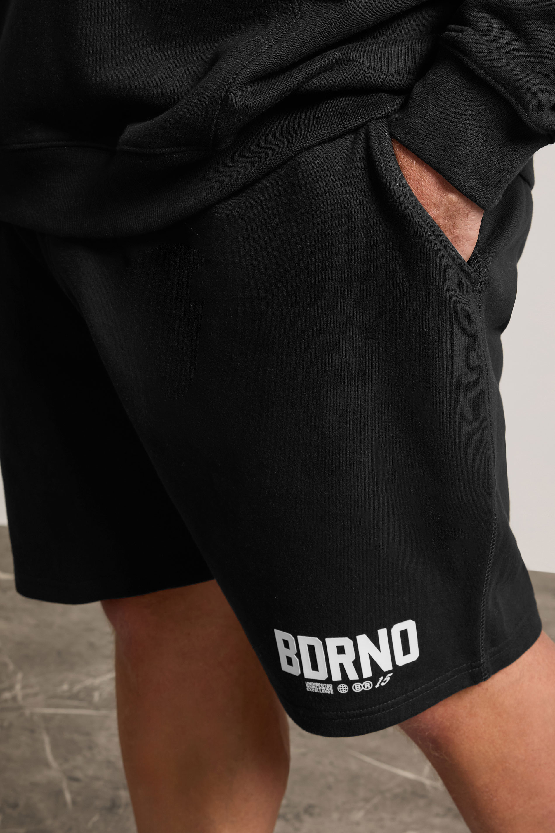 BDRNO Premium Big & Tall Black Logo Jogger Shorts | BadRhino 4