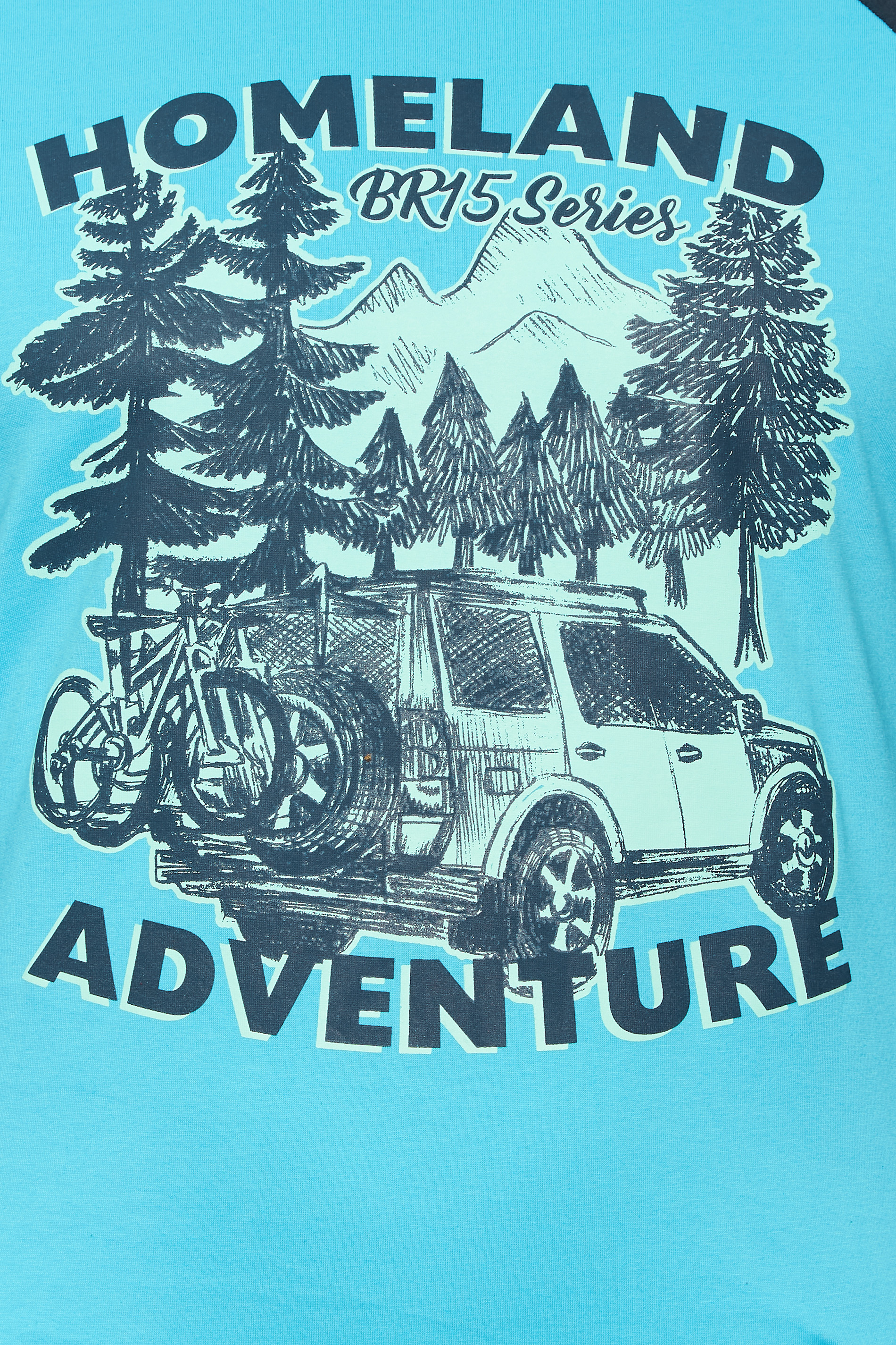BadRhino Big & Tall Blue & Black 'Homeland Adventure' Car Print Long Sleeve T-Shirt | BadRhino 2