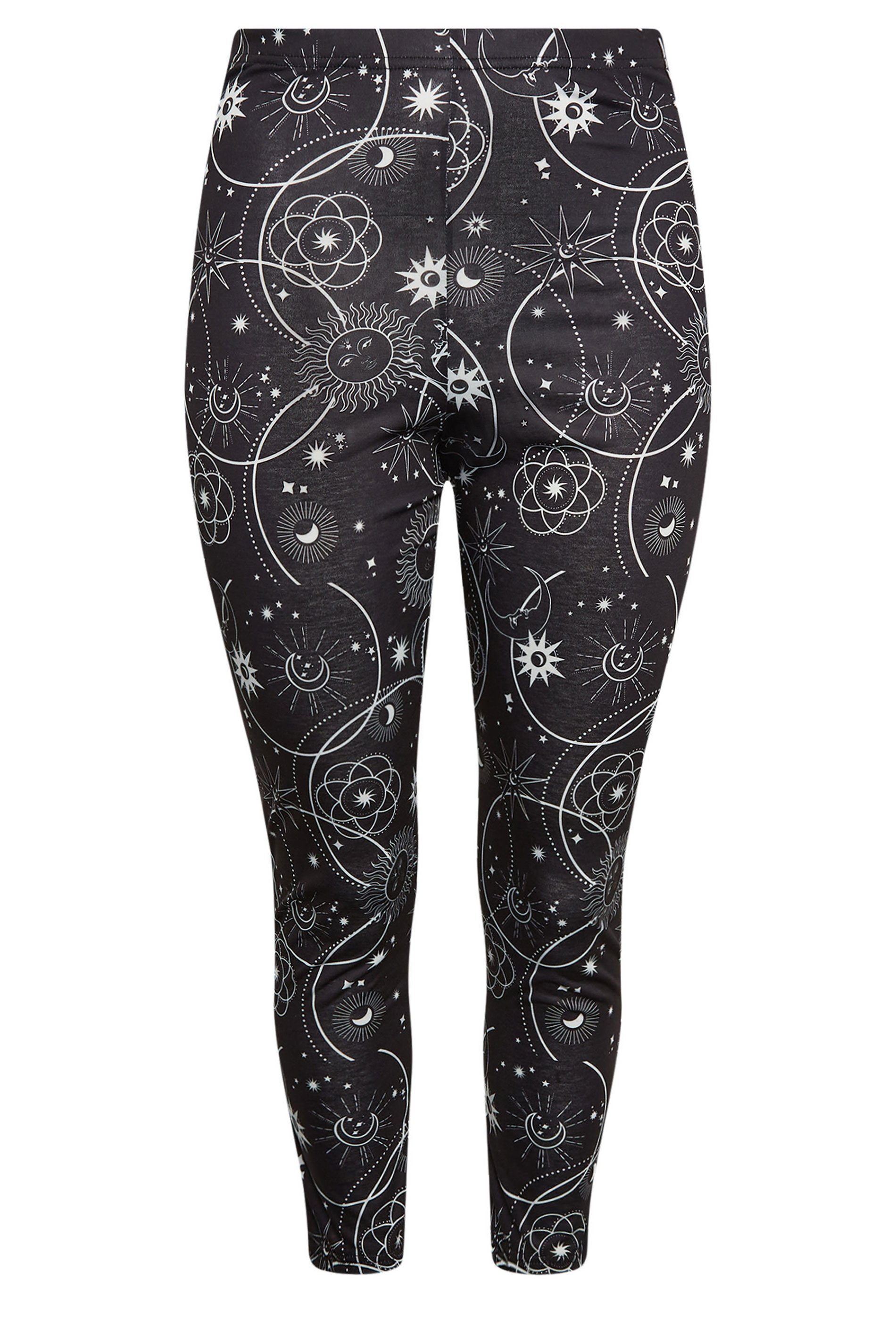 YOURS Curve Black Halloween Celestial Moon Print Leggings