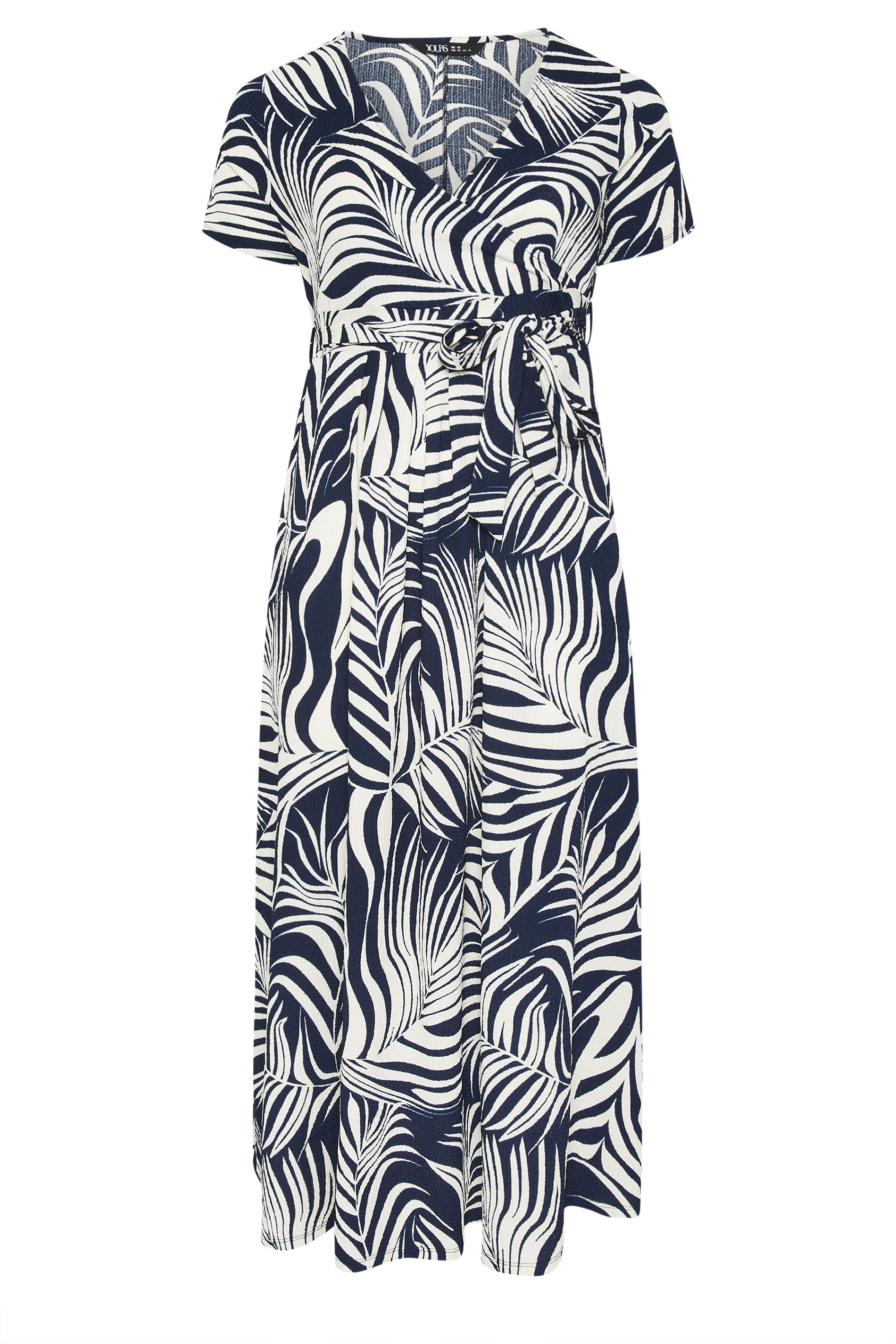 YOURS Plus Size Blue Leaf Print Wrap Front Dress | Yours Clothing 5