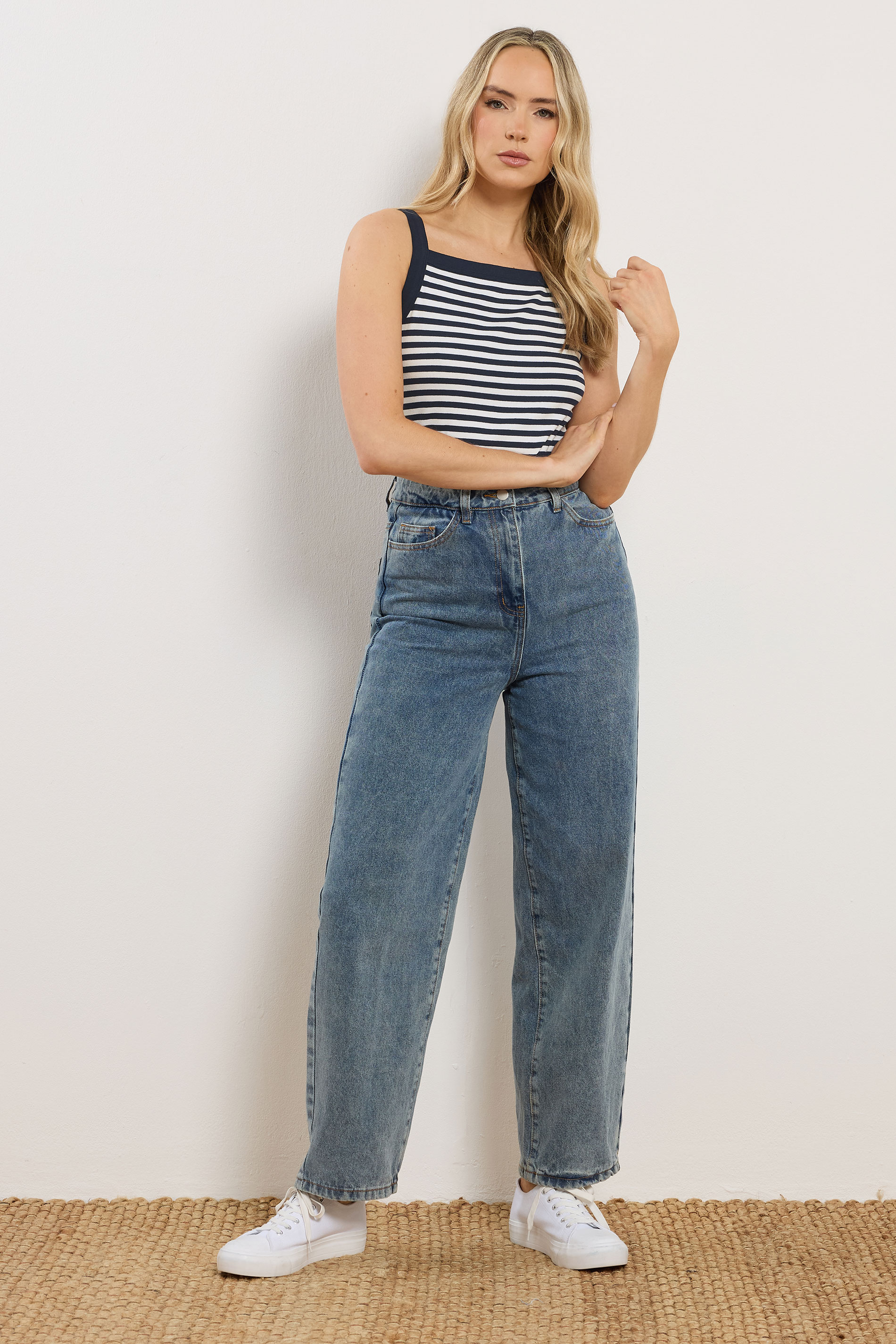 LTS Tall Women's 2 PACK White Stripe High Neck Ribbed Vest | Long Tall Sally 2