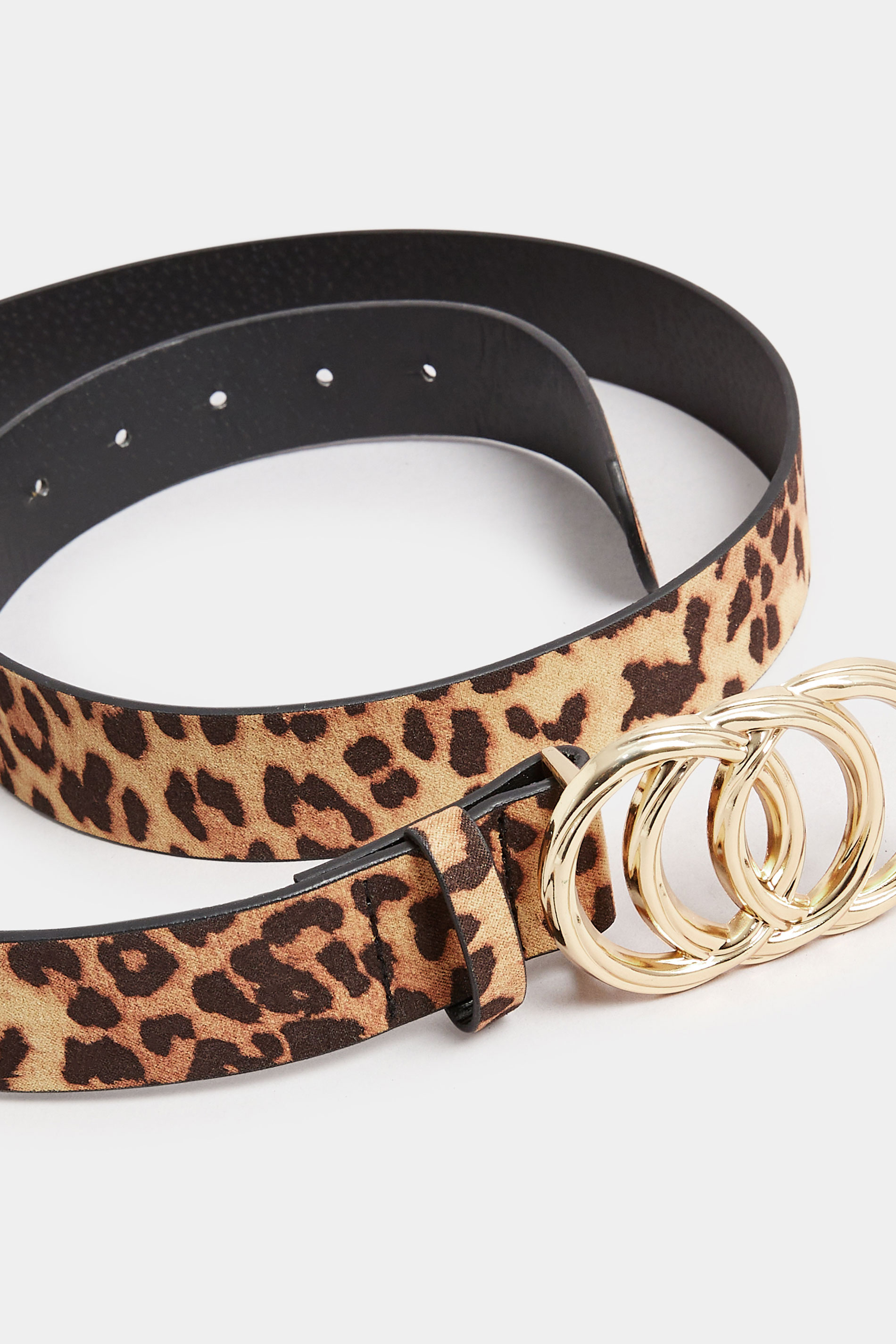 Beige Brown Leopard Print Triple Circle Belt | Yours Clothing 3