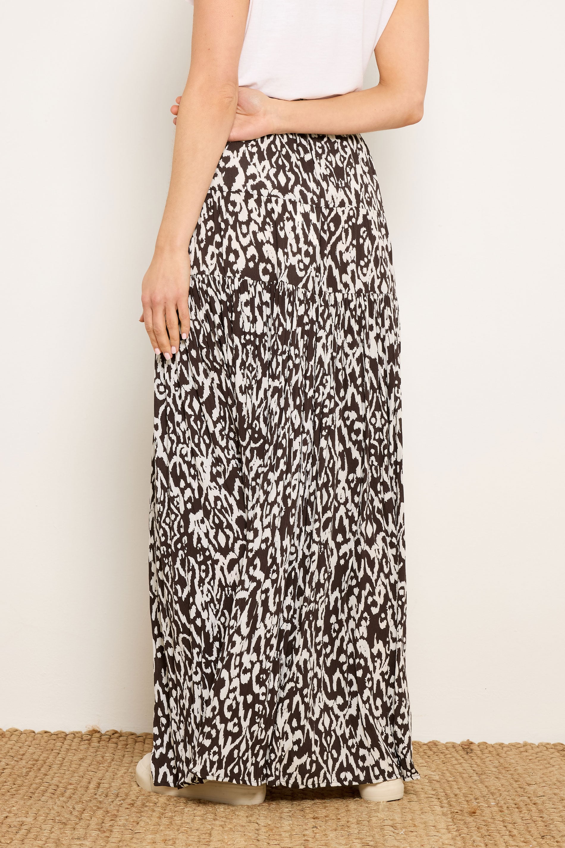 LTS Tall Women's Chocolate Brown Abstract Tiered Maxi Skirt | Long Tall Sally 2