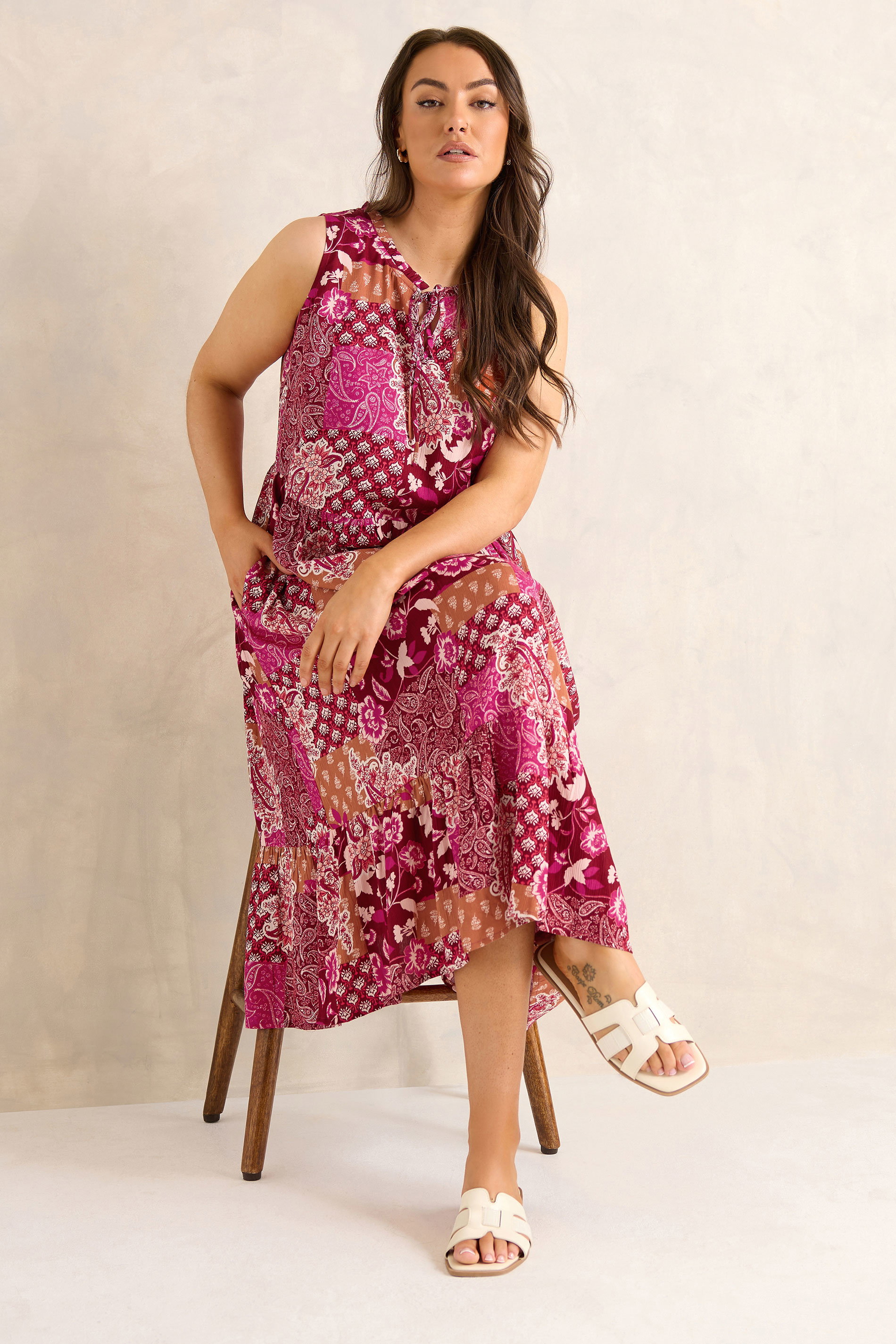 EVANS Plus Size Orange Paisley Tie Neck Dress 1