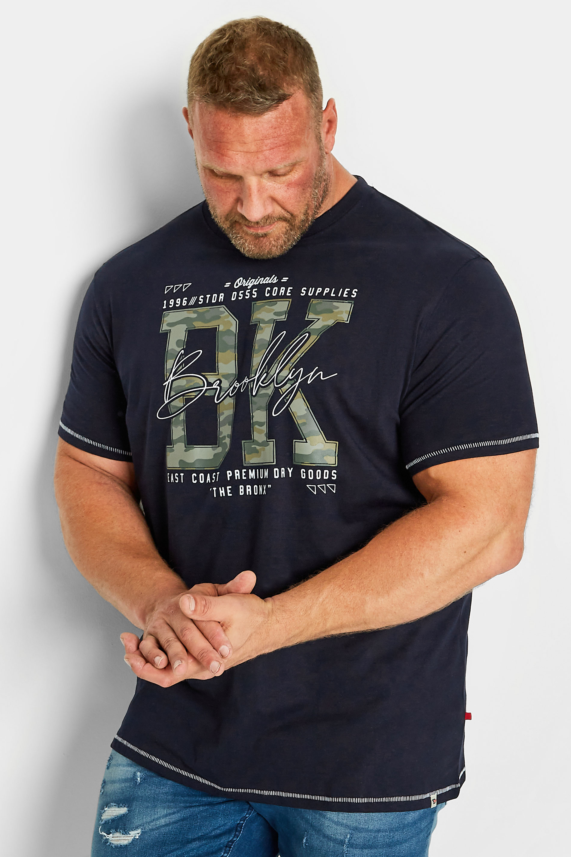 D555 Big & Tall Navy Blue Brooklyn Camo T-Shirt | BadRhino 1