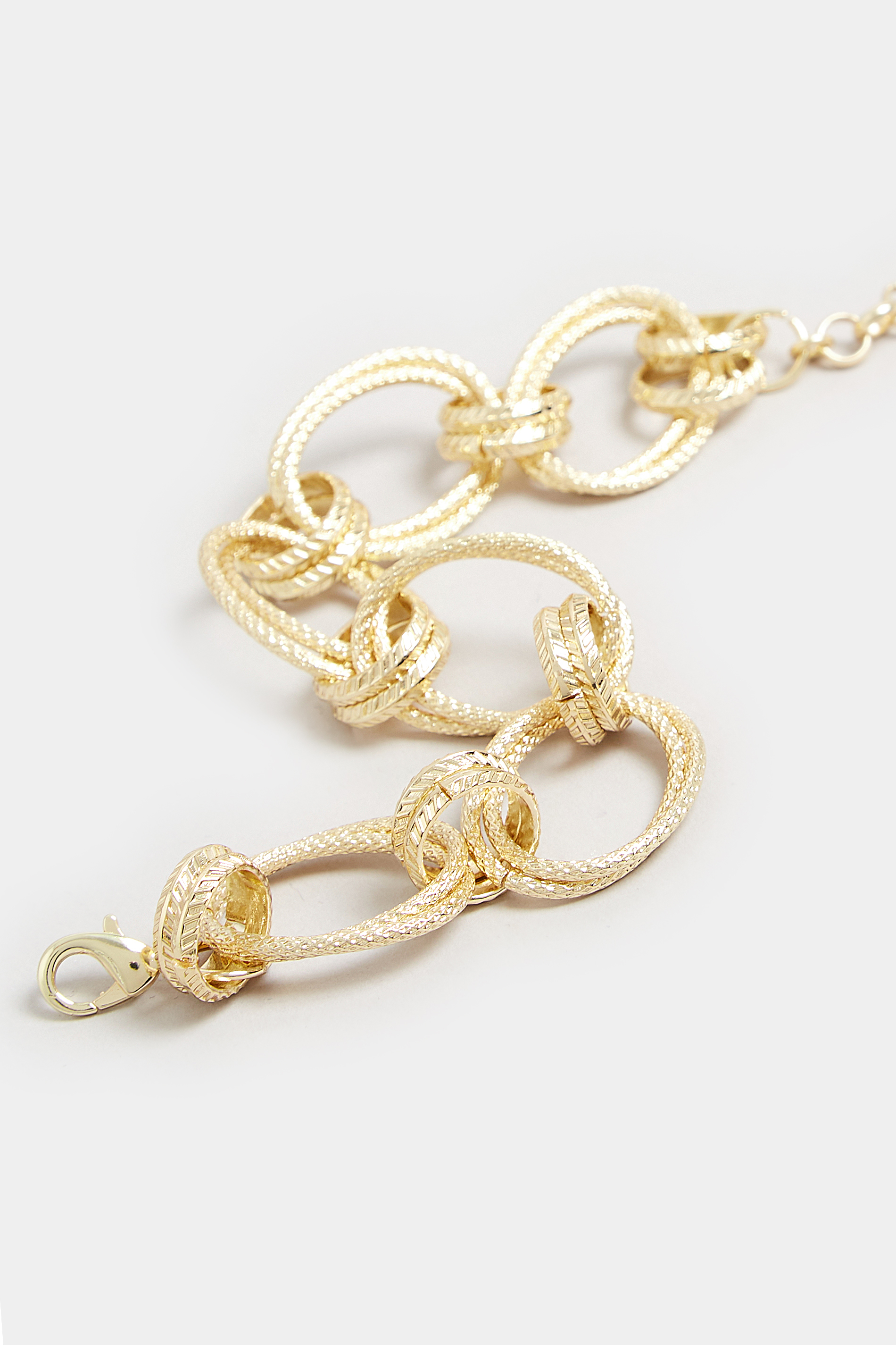 Gold Linked Chain Bracelet | Yours Clothing 3