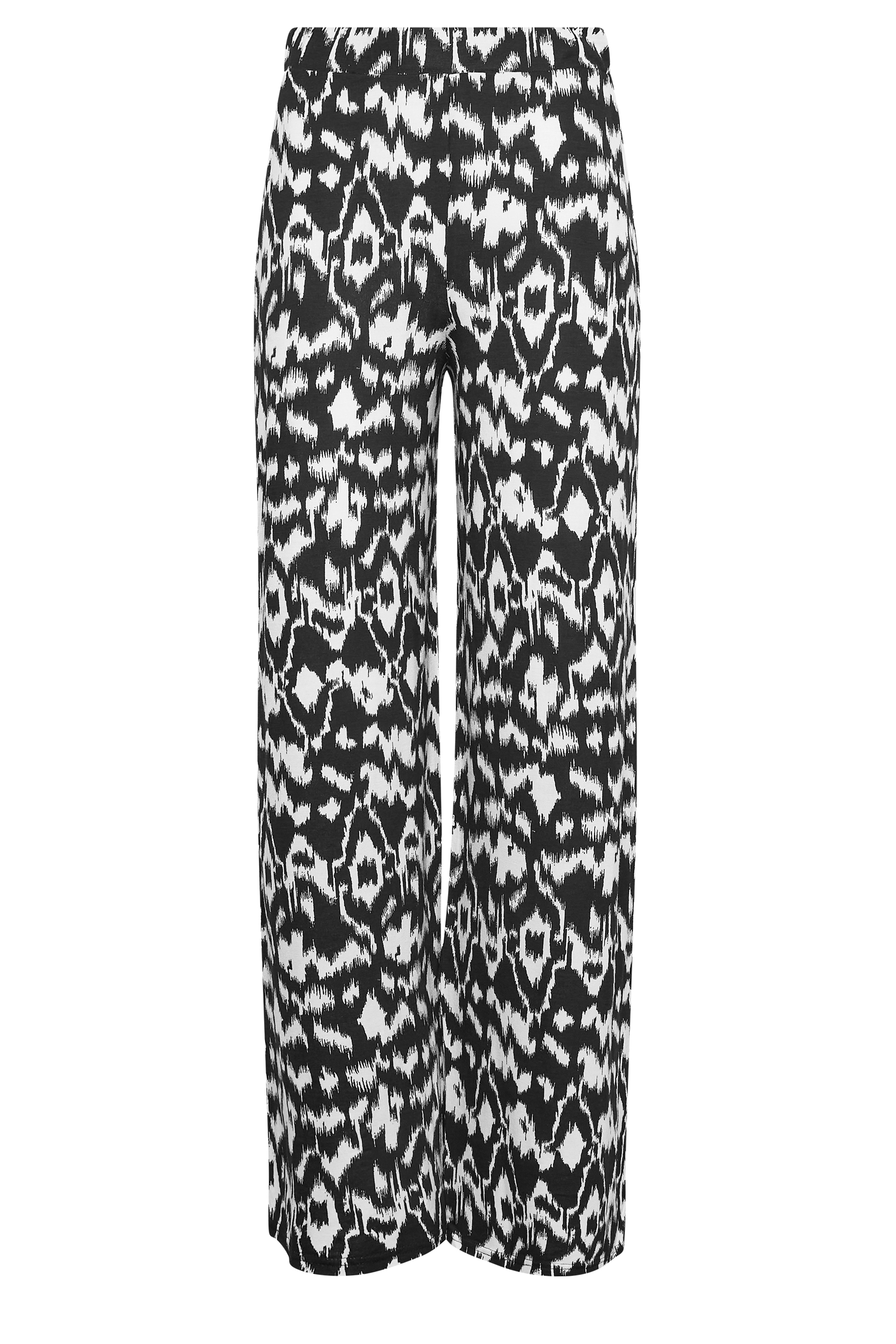 LTS Tall Black & White Abstract Print Wide Leg Trousers | Long Tall Sally