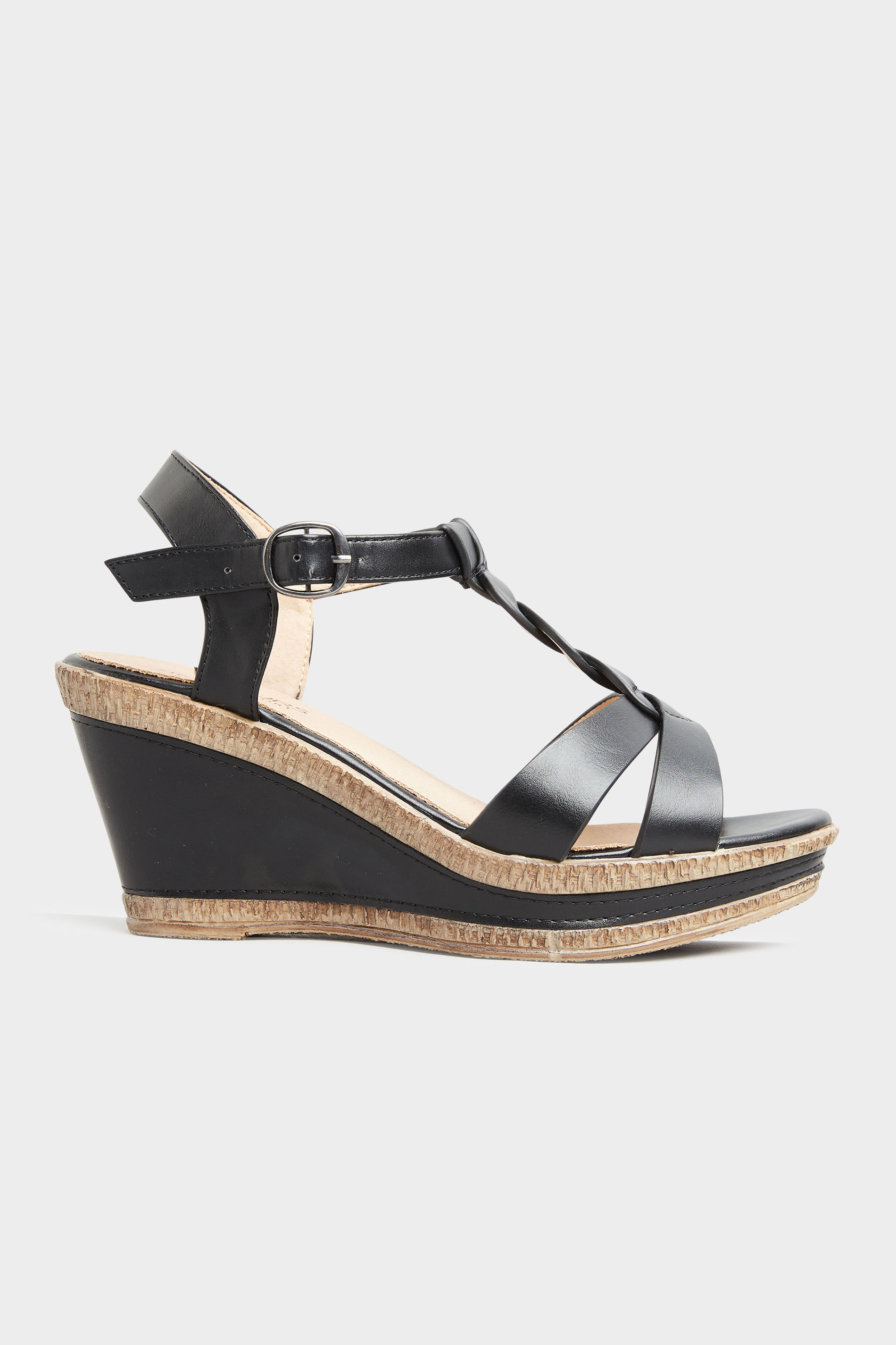 Black Twist Trim Wedges In Extra Wide Fit | Long Tall Sally