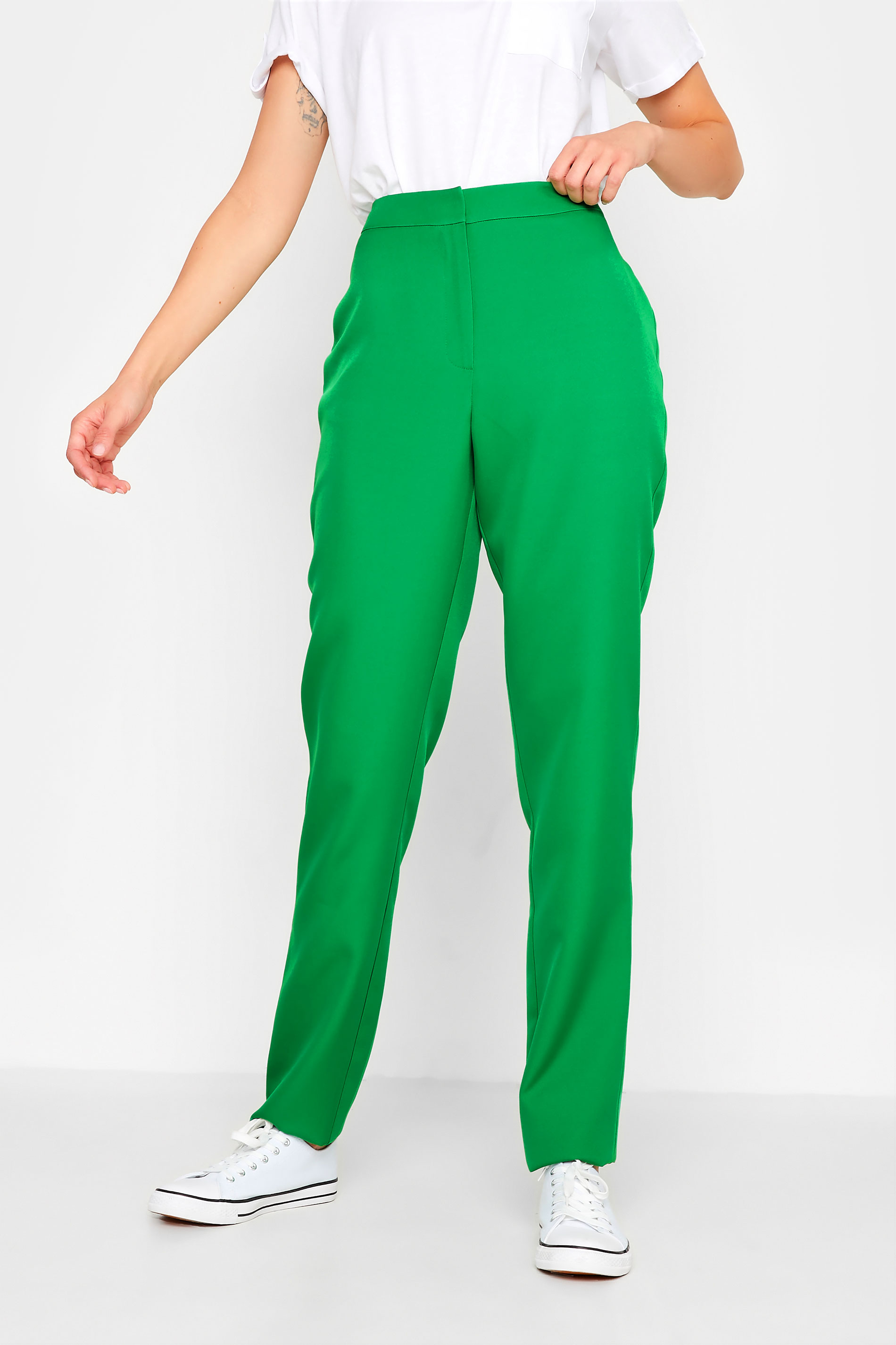 LTS Tall Bright Green Scuba Slim Leg Trousers_A.jpg