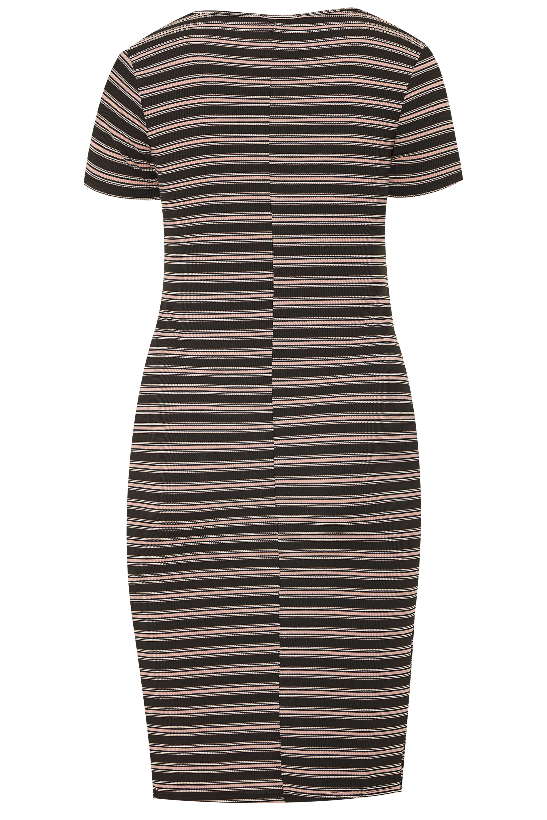 Black & Pink Stripe Ribbed Midi Dress | Yours Clothing