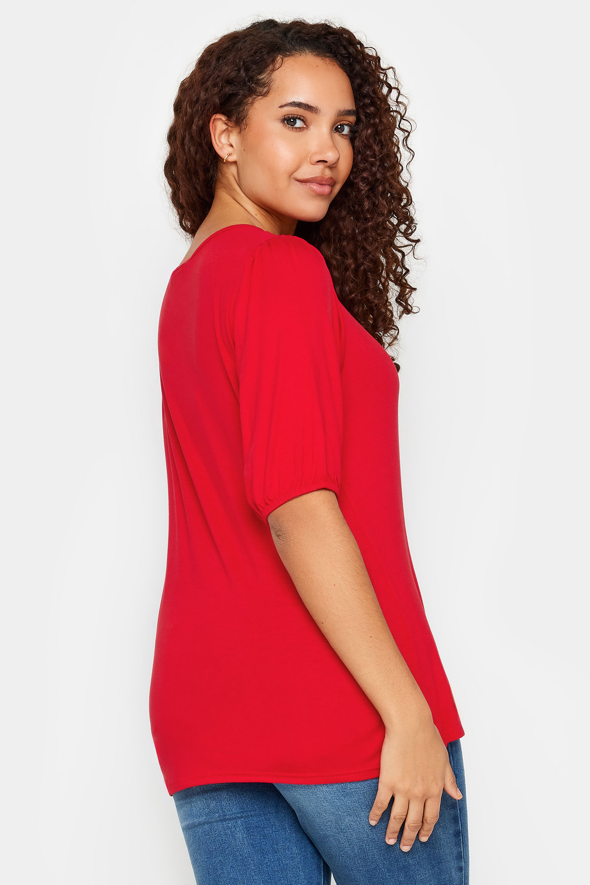 M&Co Red Balloon Sleeve Top | M&Co 3