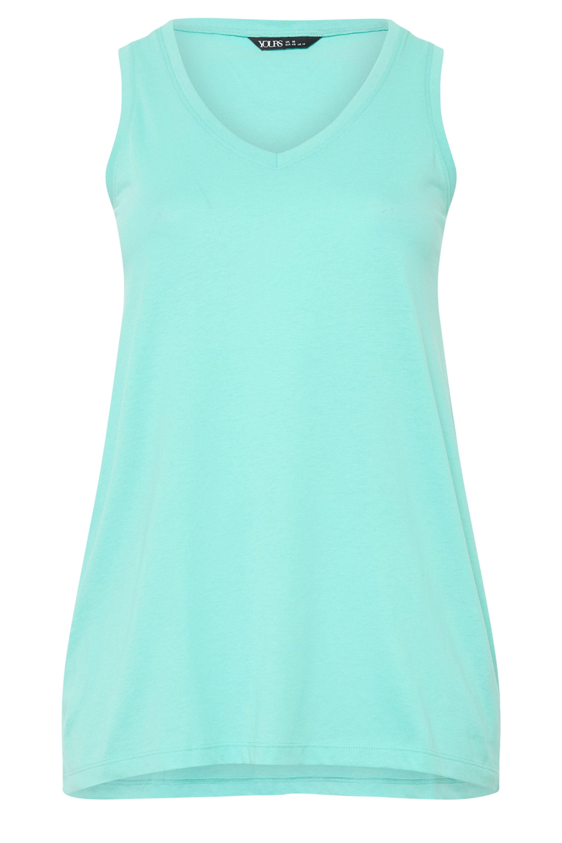 YOURS Plus Size Blue V-Neck Basic Vest Top | Vest Top 5