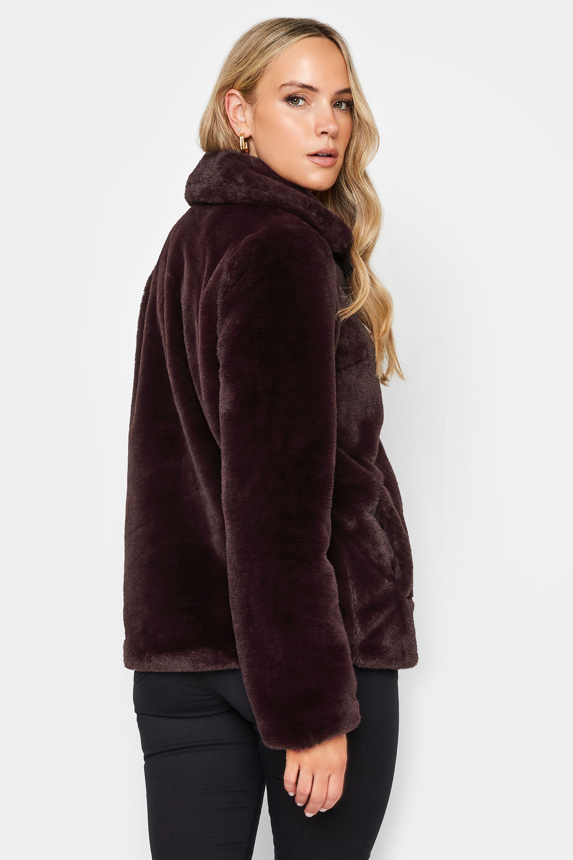 LTS Tall Dark Purple Faux Fur Coat | Long Tall Sally 3