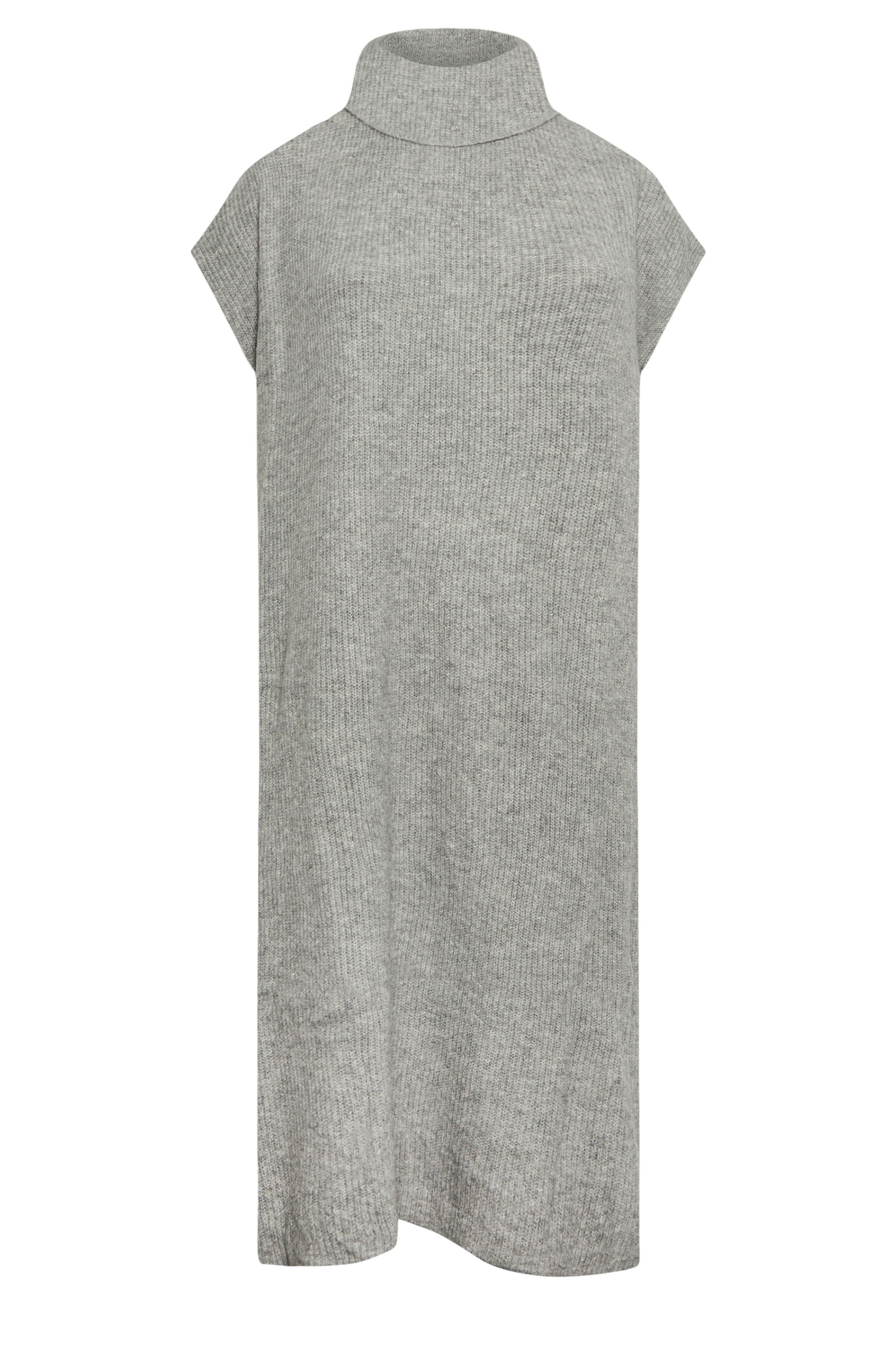 Grey Roll Neck Knit Sweater Dress