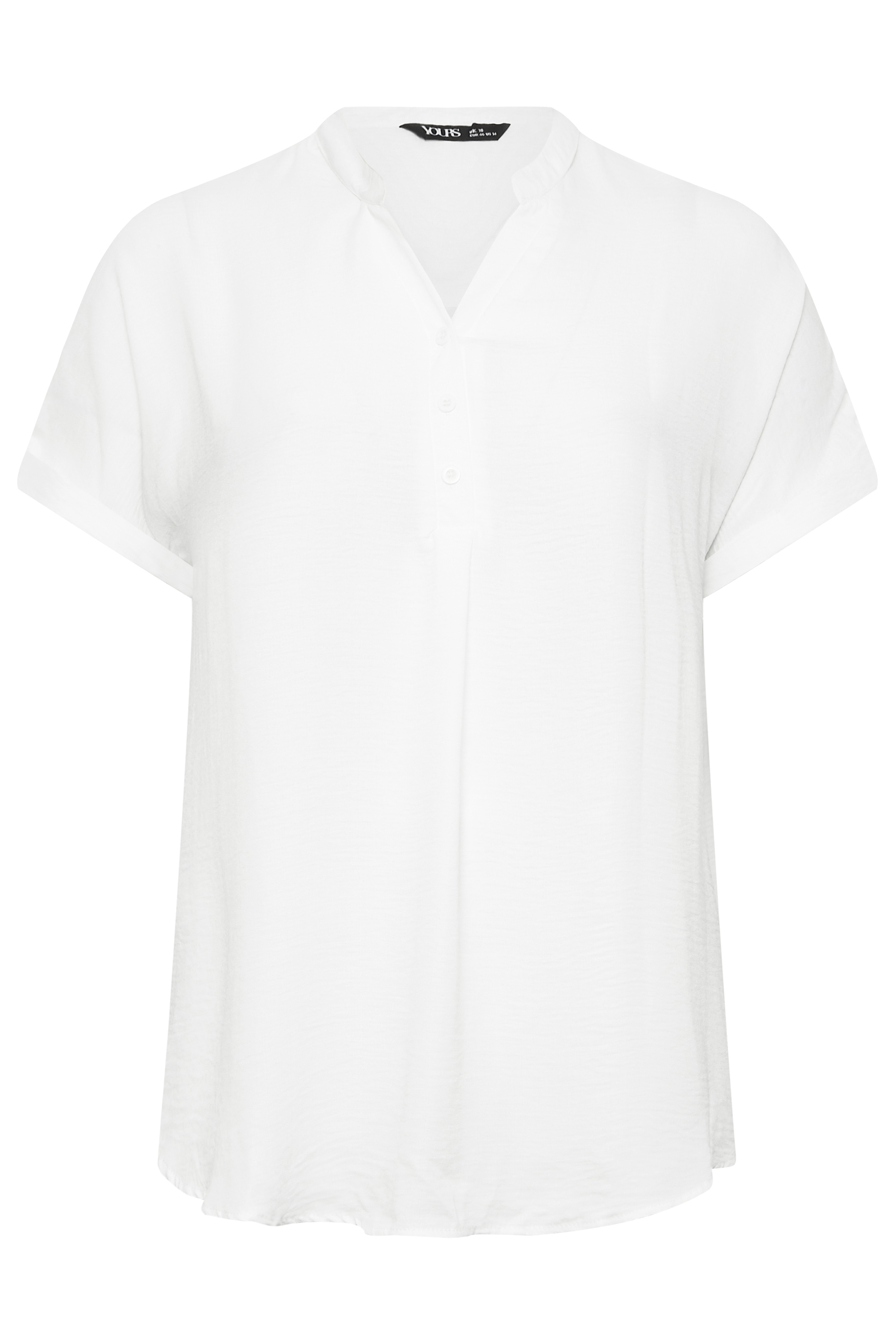 YOURS Plus Size White Half Placket Short Sleeve Blouse | Yours Clothing