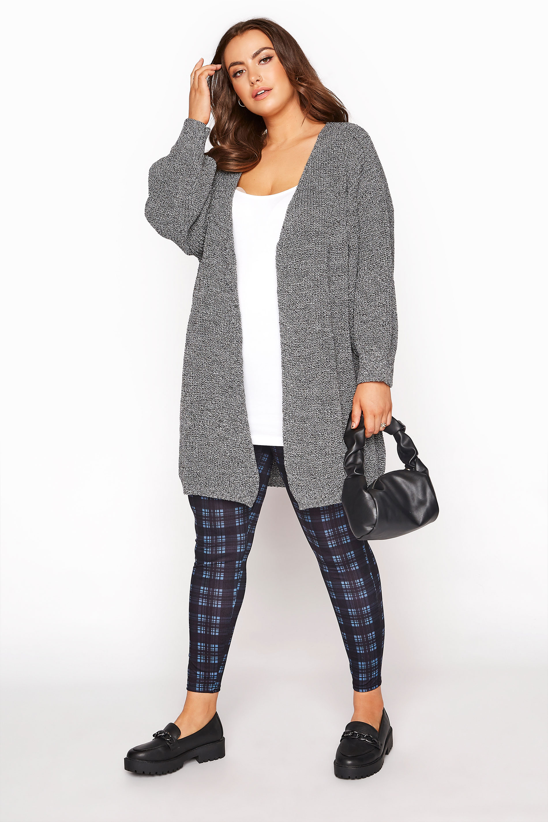 Plus Size Blue Check Leggings | Yours Clothing