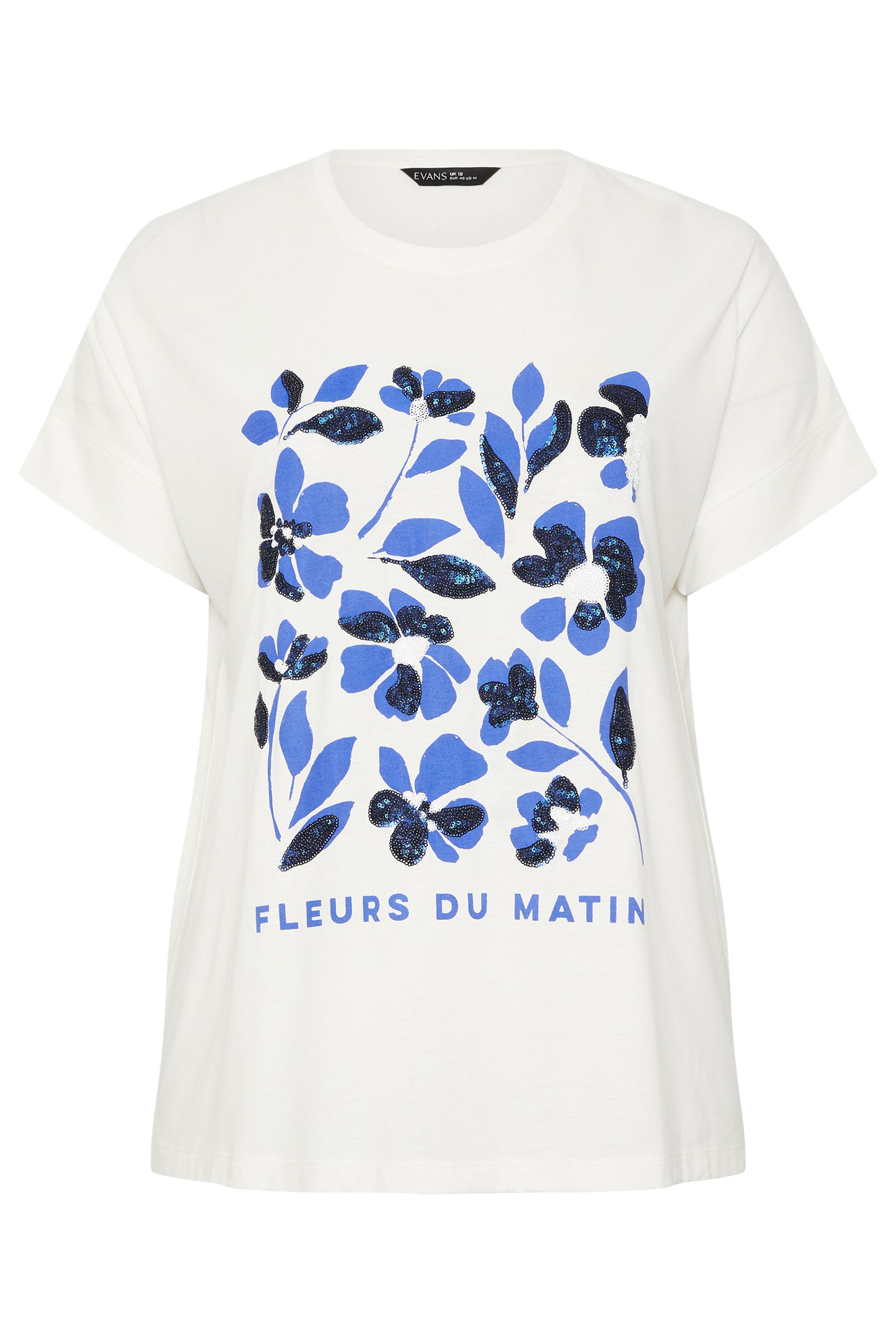 EVANS Plus Size White Floral Print Graphic T-Shirt | Evans 6